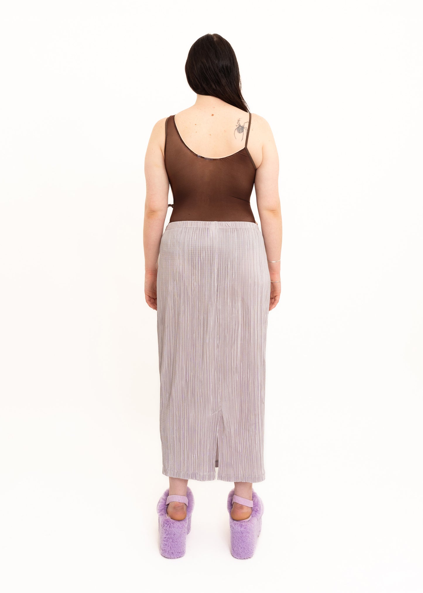 Plissé midi skirt