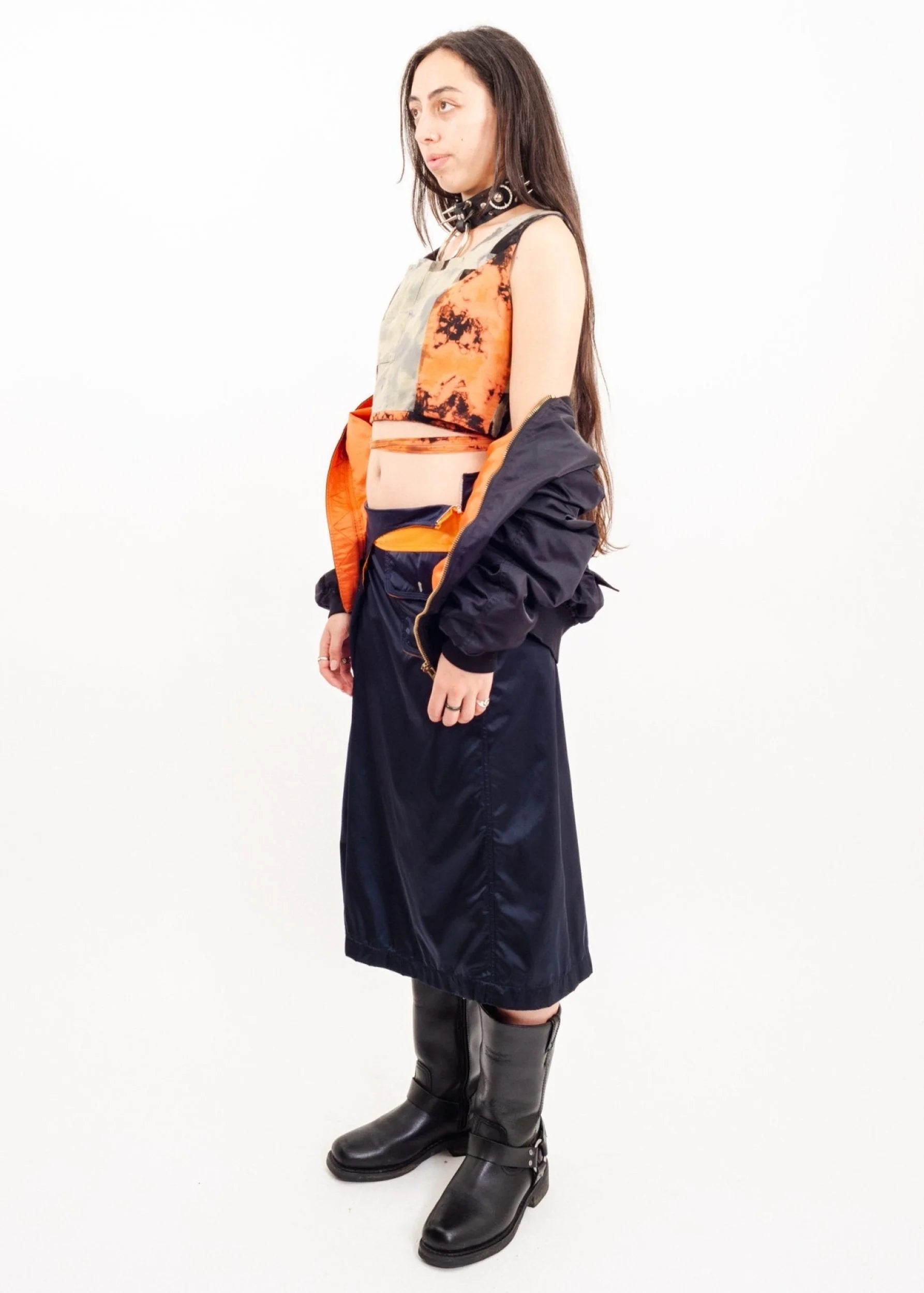 Karaoke Superstars Bleach patchwork lace up top