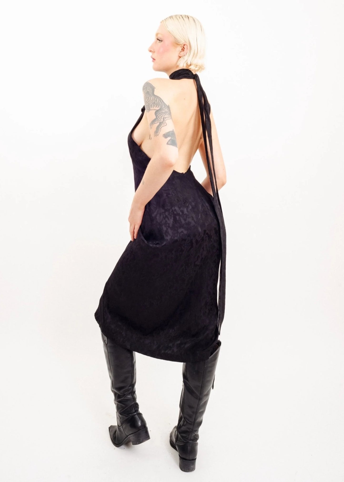 Depth of Scye Bow Halter Dress