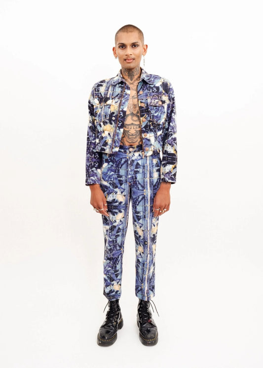 Gaultier Jean’s Broken mosaic print denim suit