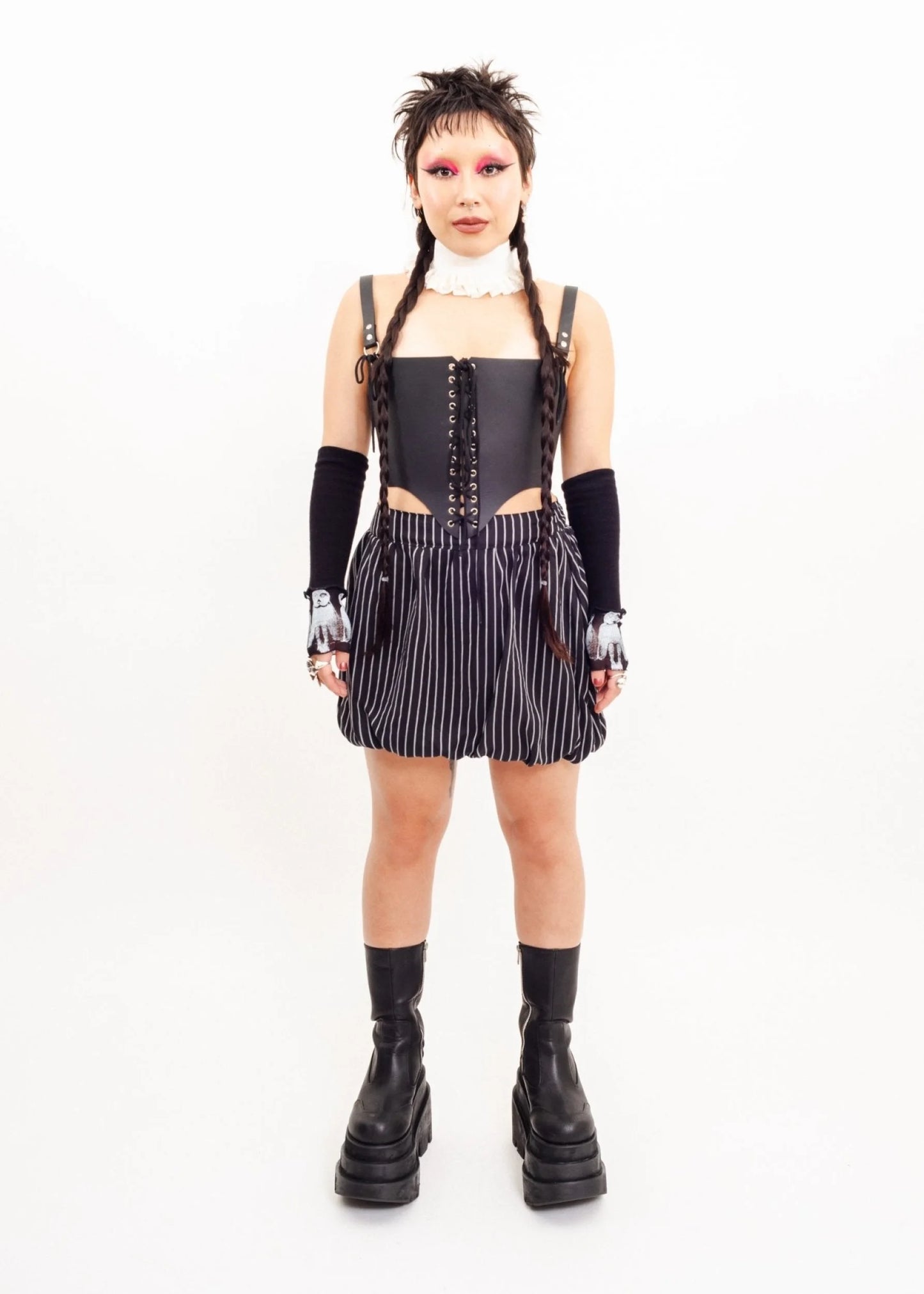 Sour Doll Bubble Skirt- pinstripe