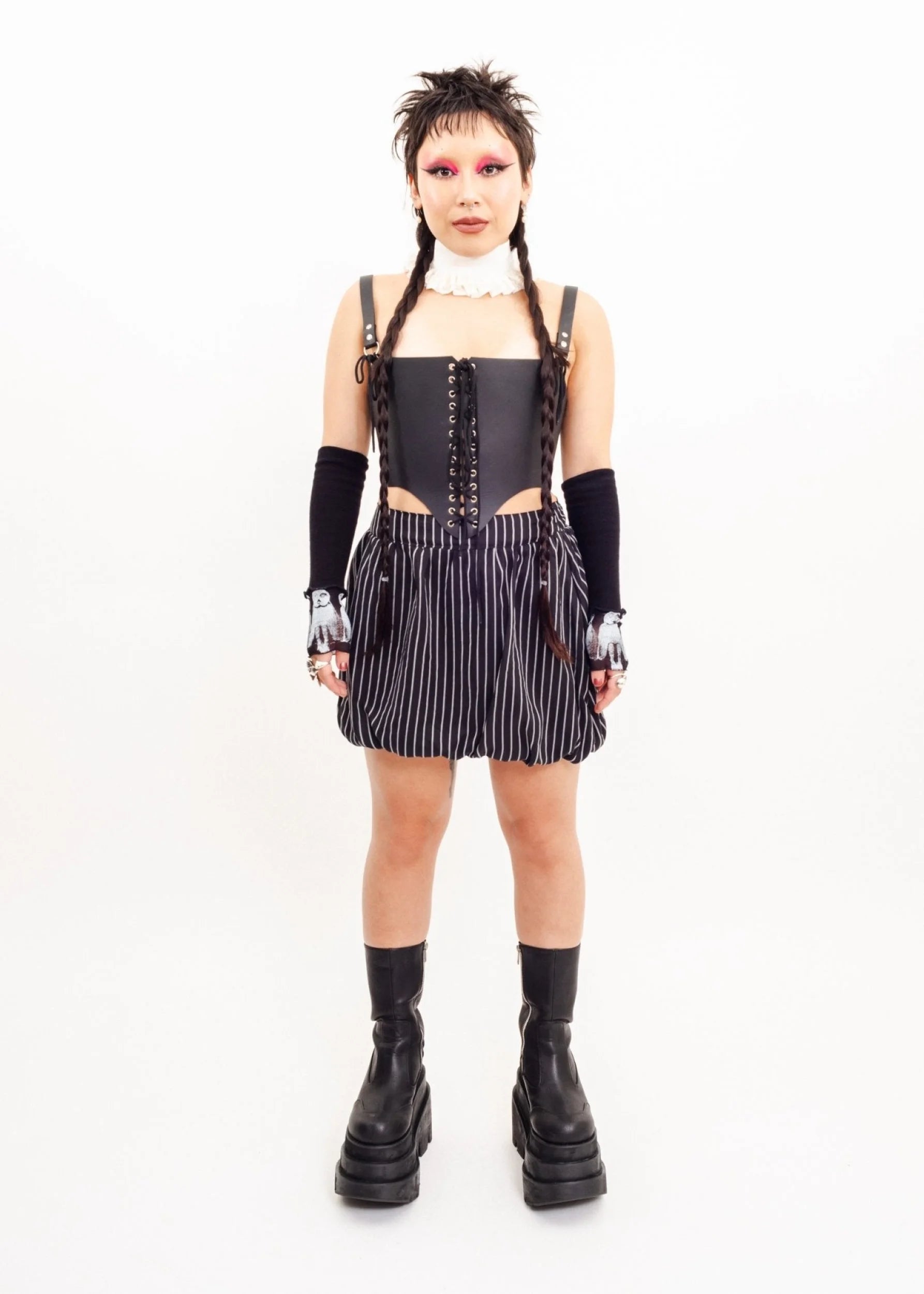 Sour Doll Bubble Skirt- pinstripe