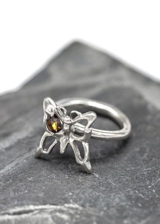 SGS Jewellery Butterfly ring- brown cz