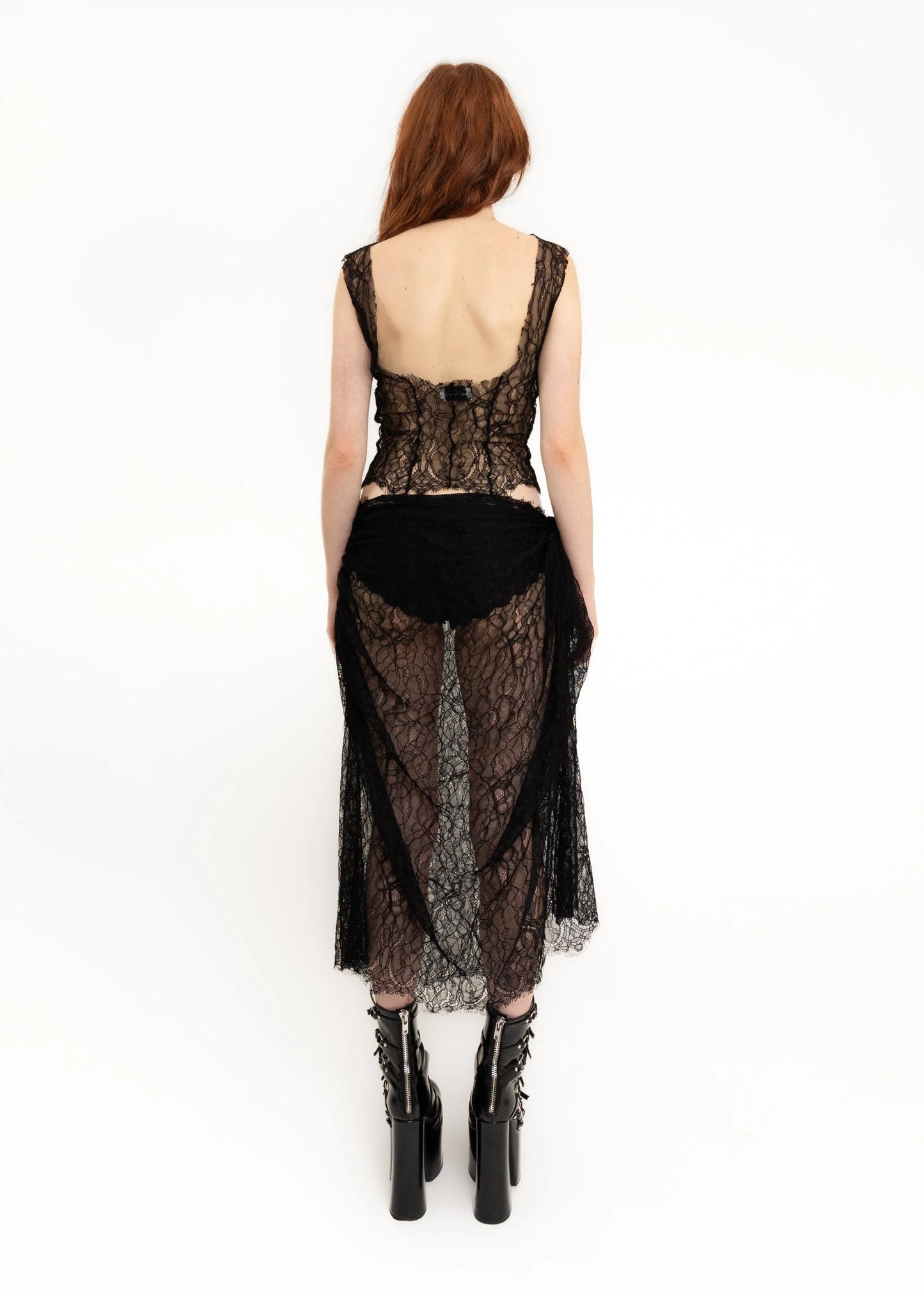 Aera The Label Caitlin asymmetric lace skirt