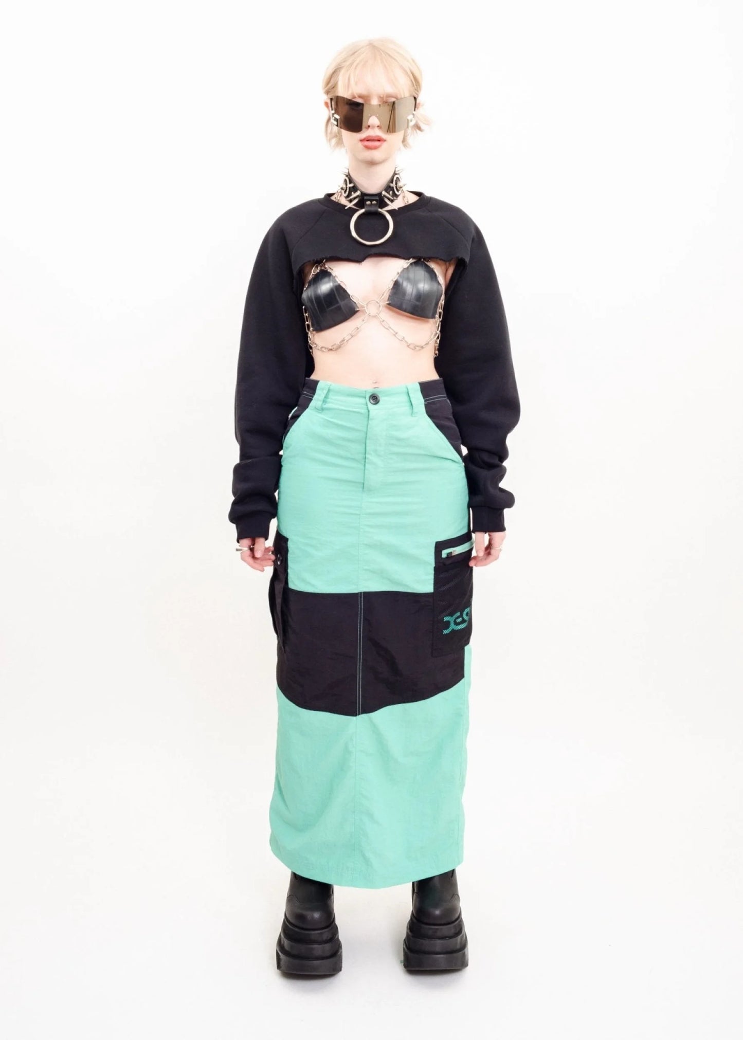 X-Girl Cargo maxi skirt- mint green