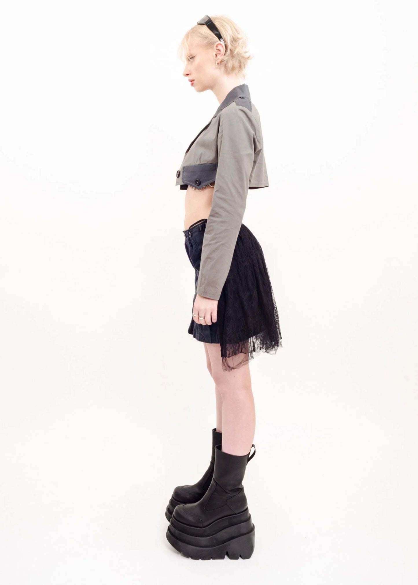 Mihara Yasuhiro Cargo/ tutu mash up mini skirt