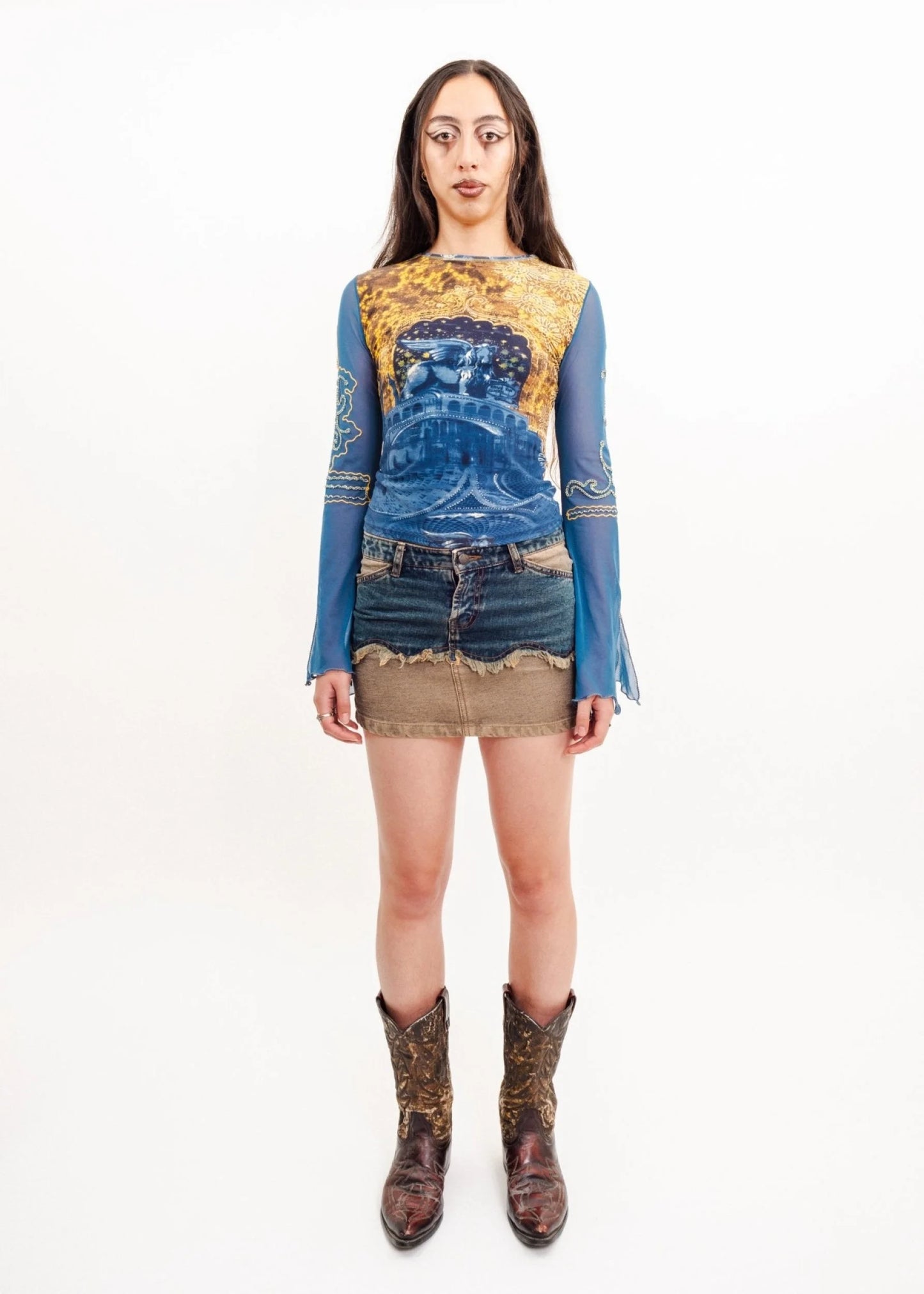 Save The Queen Cathedral Print Mesh Top