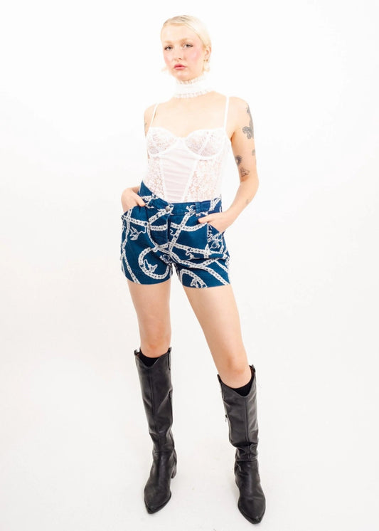 Vivienne Westwood Red Label Charm bracelet print denim shorts