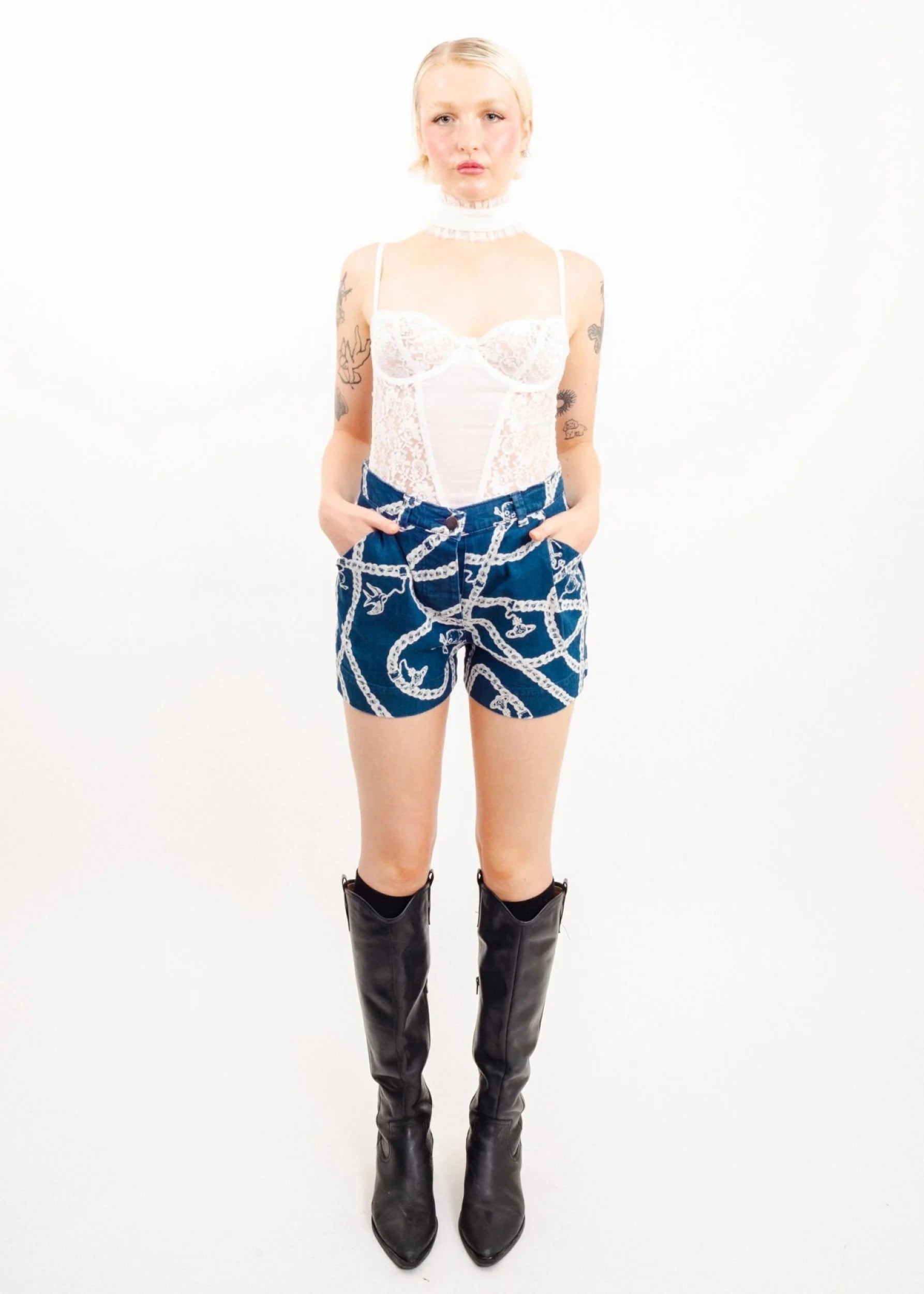 Vivienne Westwood Red Label Charm bracelet print denim shorts