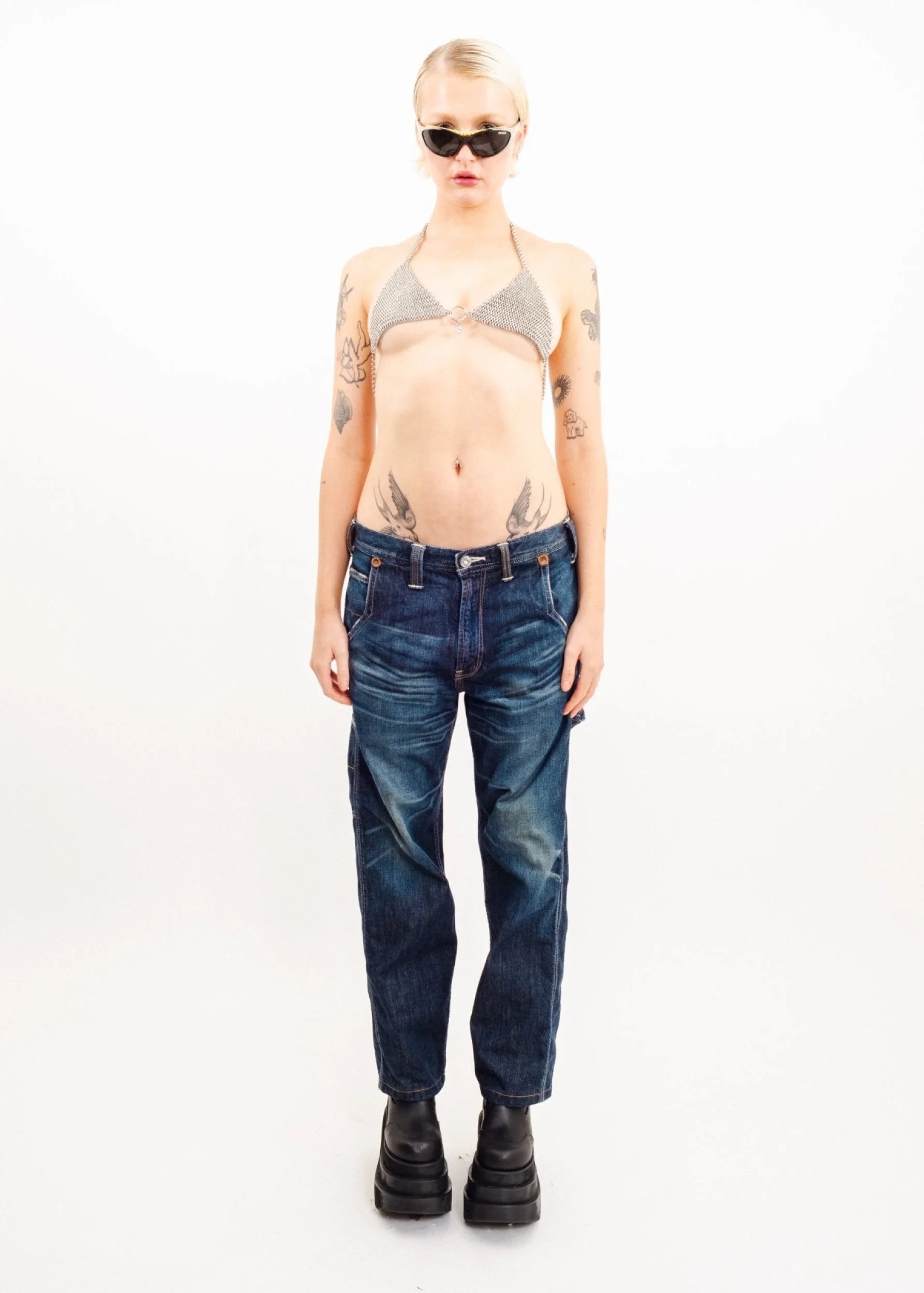 Abigail Steel Chains Chainmail bra with o-ring gem detail