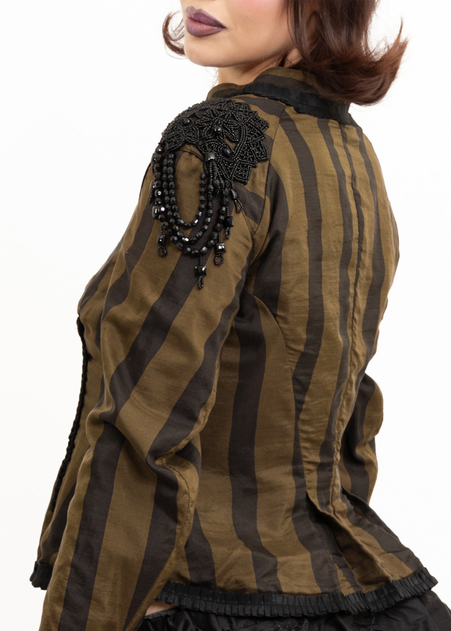 Pinstriped silk Victorian style jacket