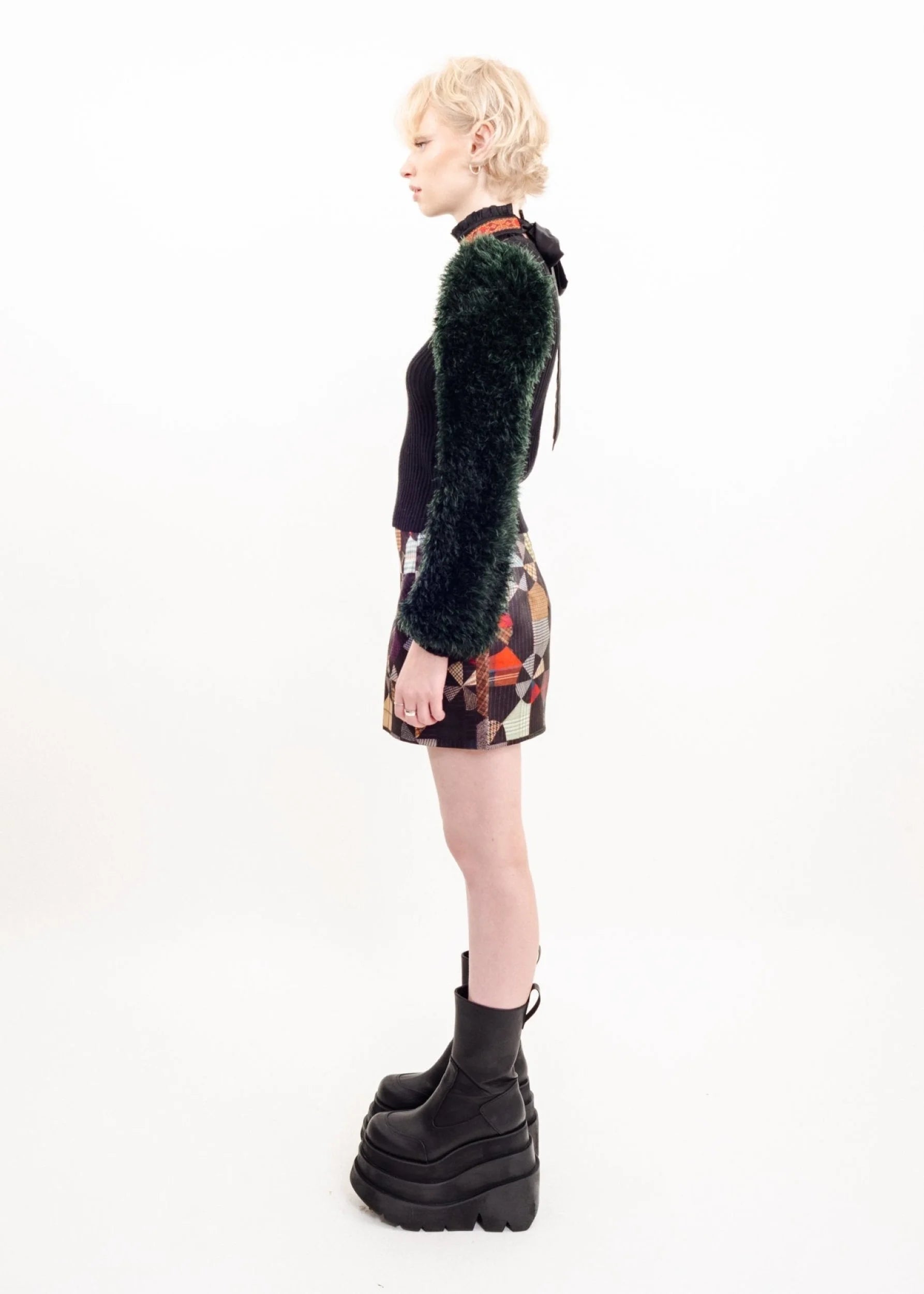 Opening Ceremony Contrast fuzzy sleeve ribbed knit