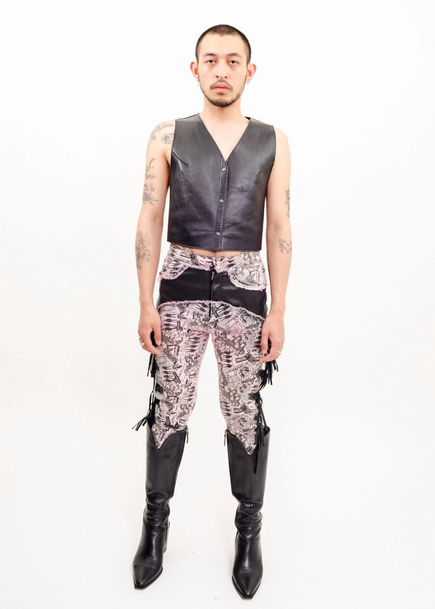 Hiroko Koshino TRUNK Cropped leather vest