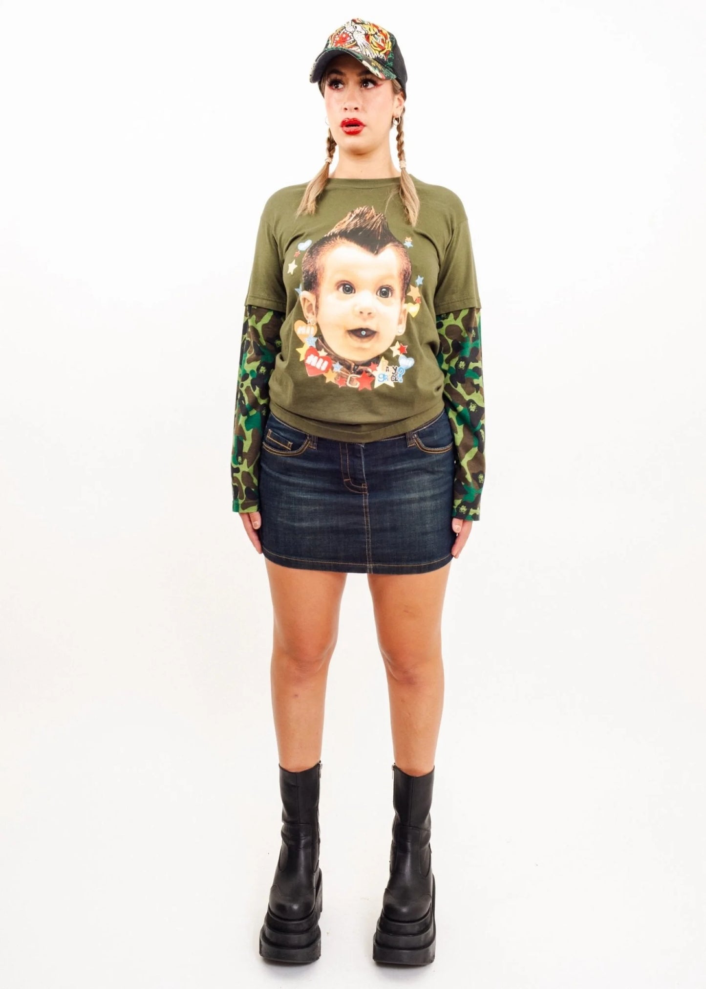 Fat Face Dark wash denim mini skirt