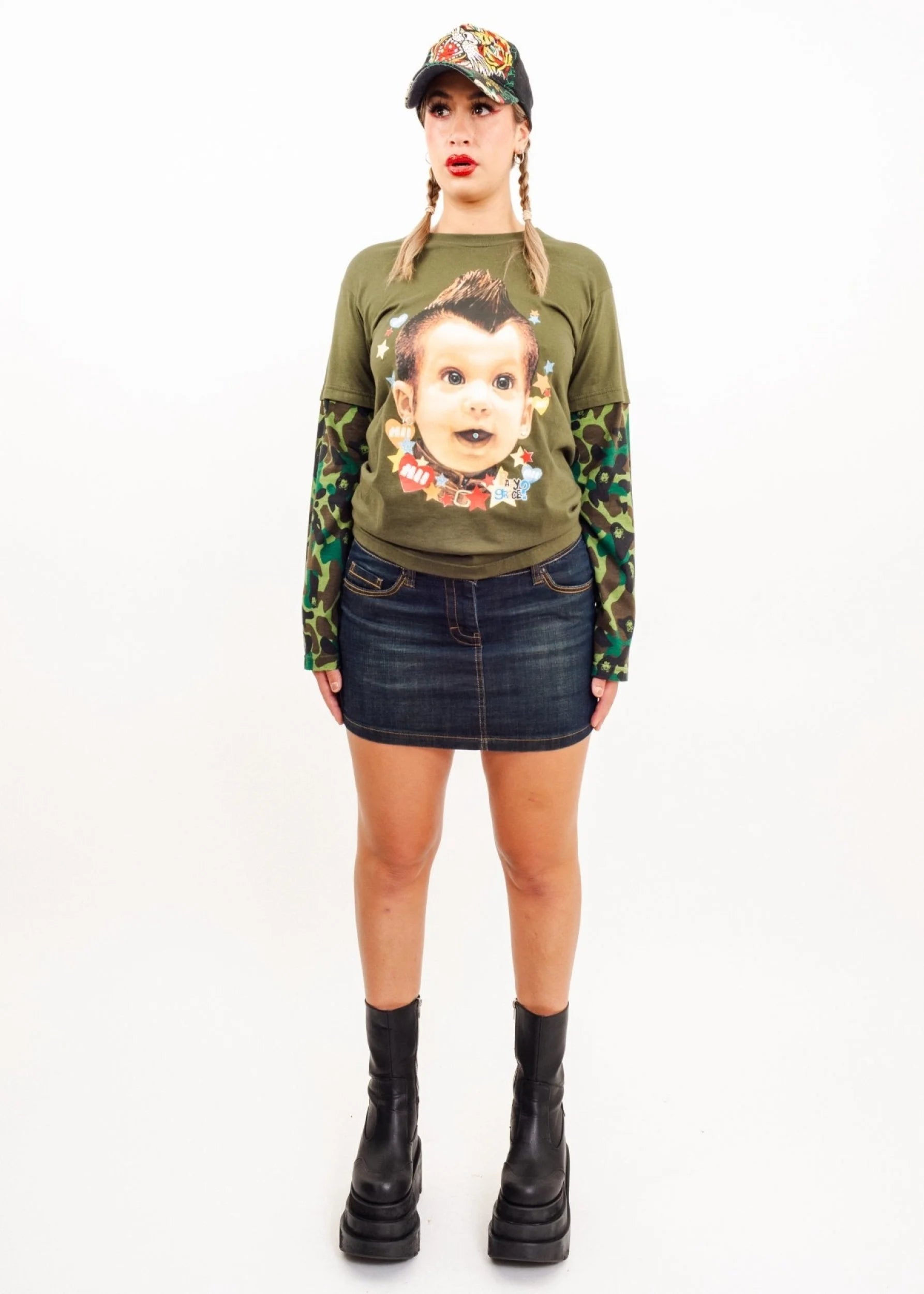 Fat Face Dark wash denim mini skirt