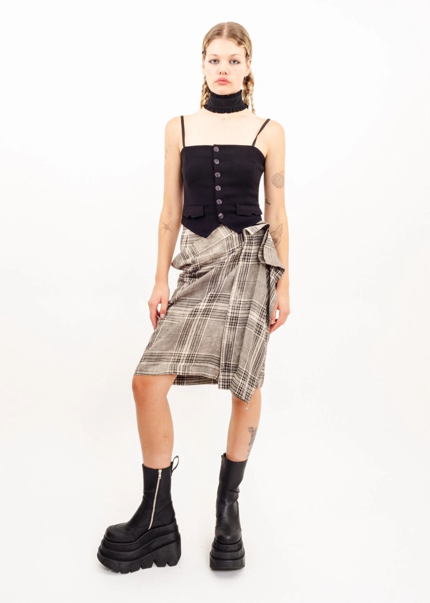 Vivienne Westwood Anglomania Deconstructed plaid wrap skirt
