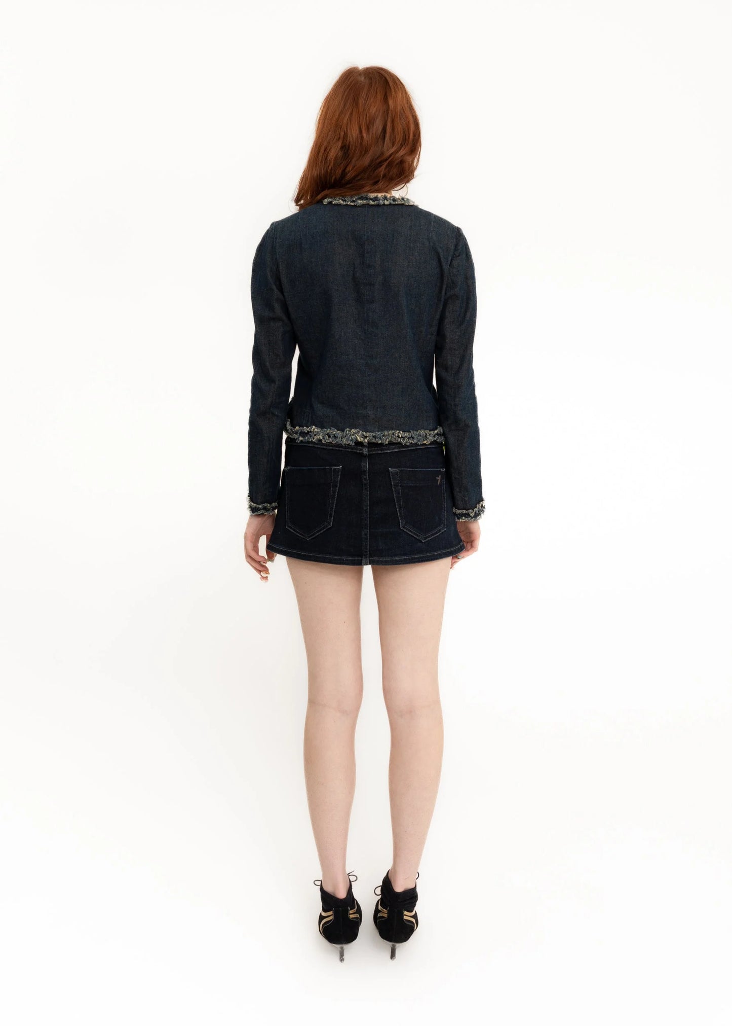 Moschino Cheap and Chic Denim blazer with frayed trims