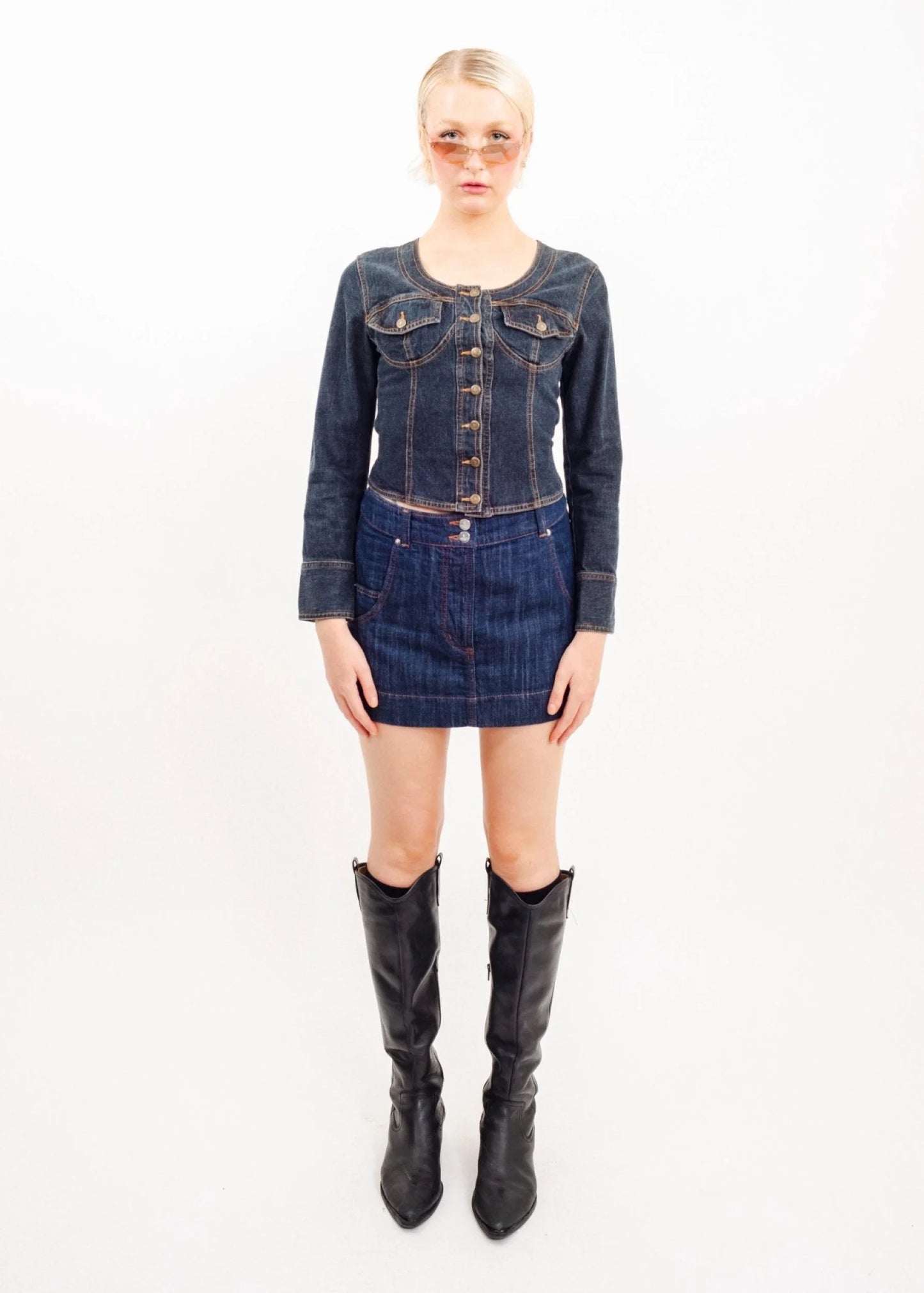Vivienne Westwood Red Label Denim Orb Embroidered Mini Skirt