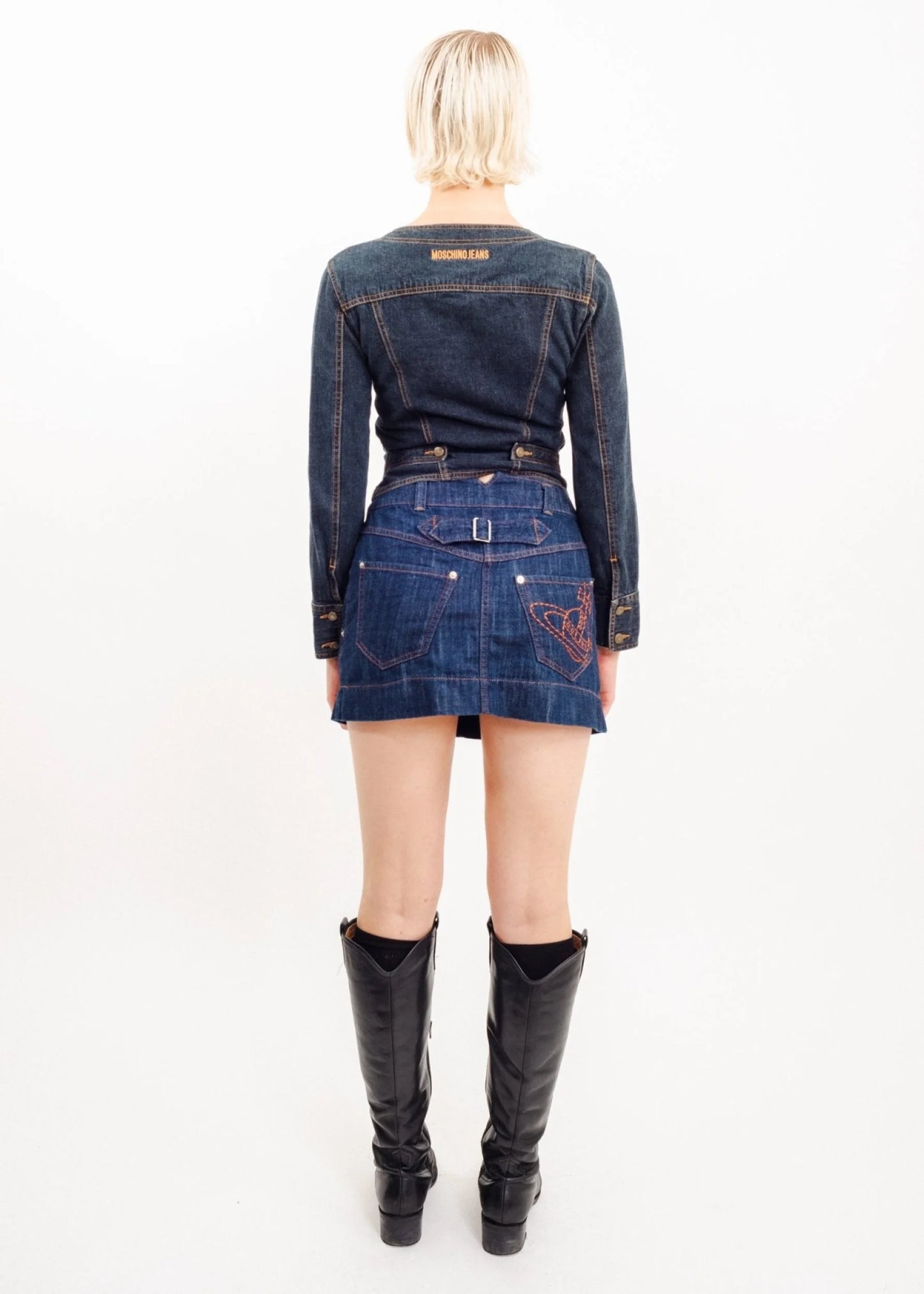 Vivienne Westwood Red Label Denim Orb Embroidered Mini Skirt