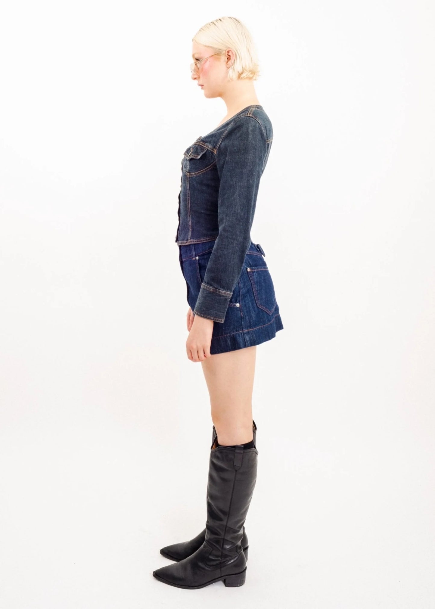Vivienne Westwood Red Label Denim Orb Embroidered Mini Skirt