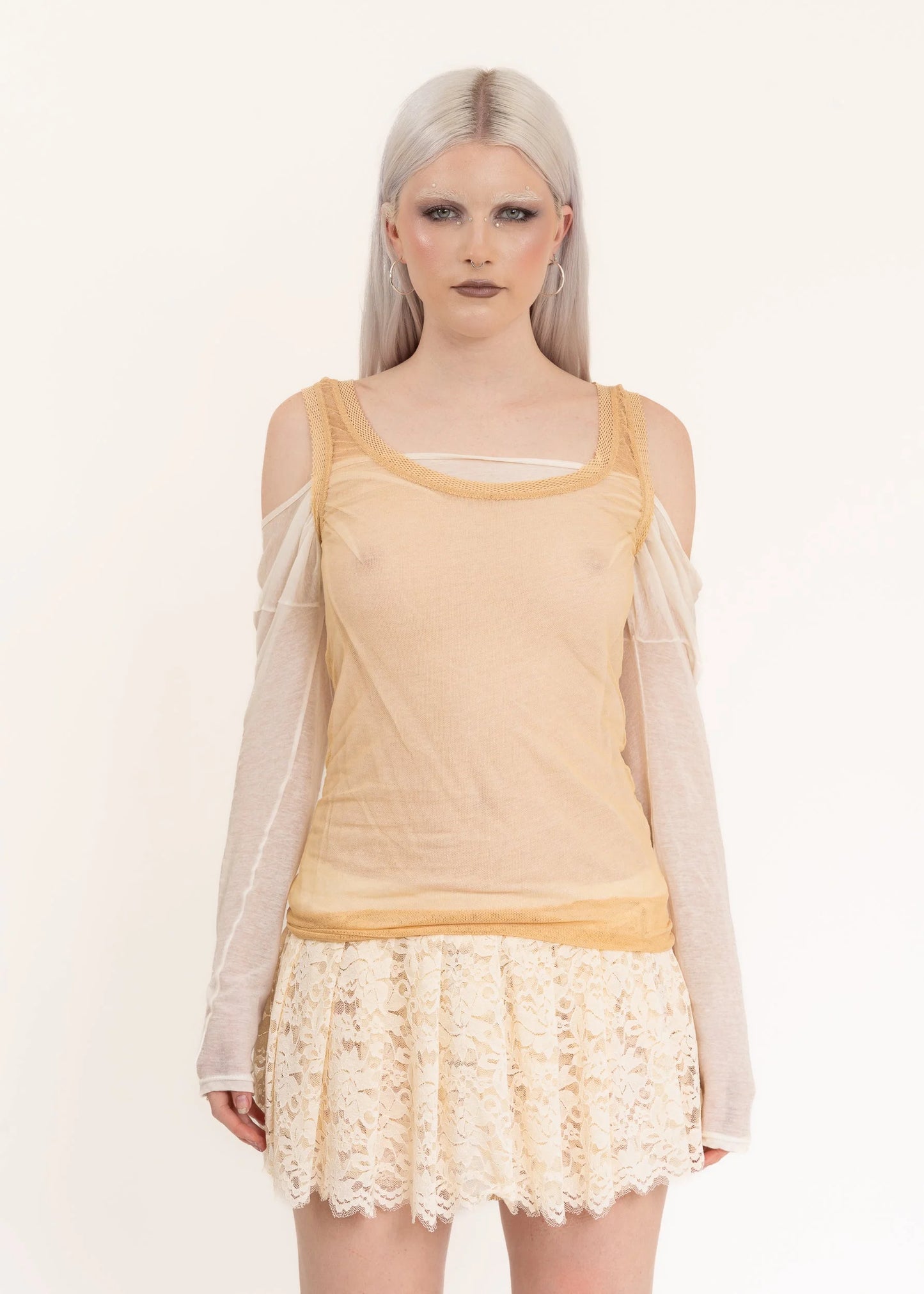 Jean Paul Gaultier Maille Femme Double layered off the shoulder top