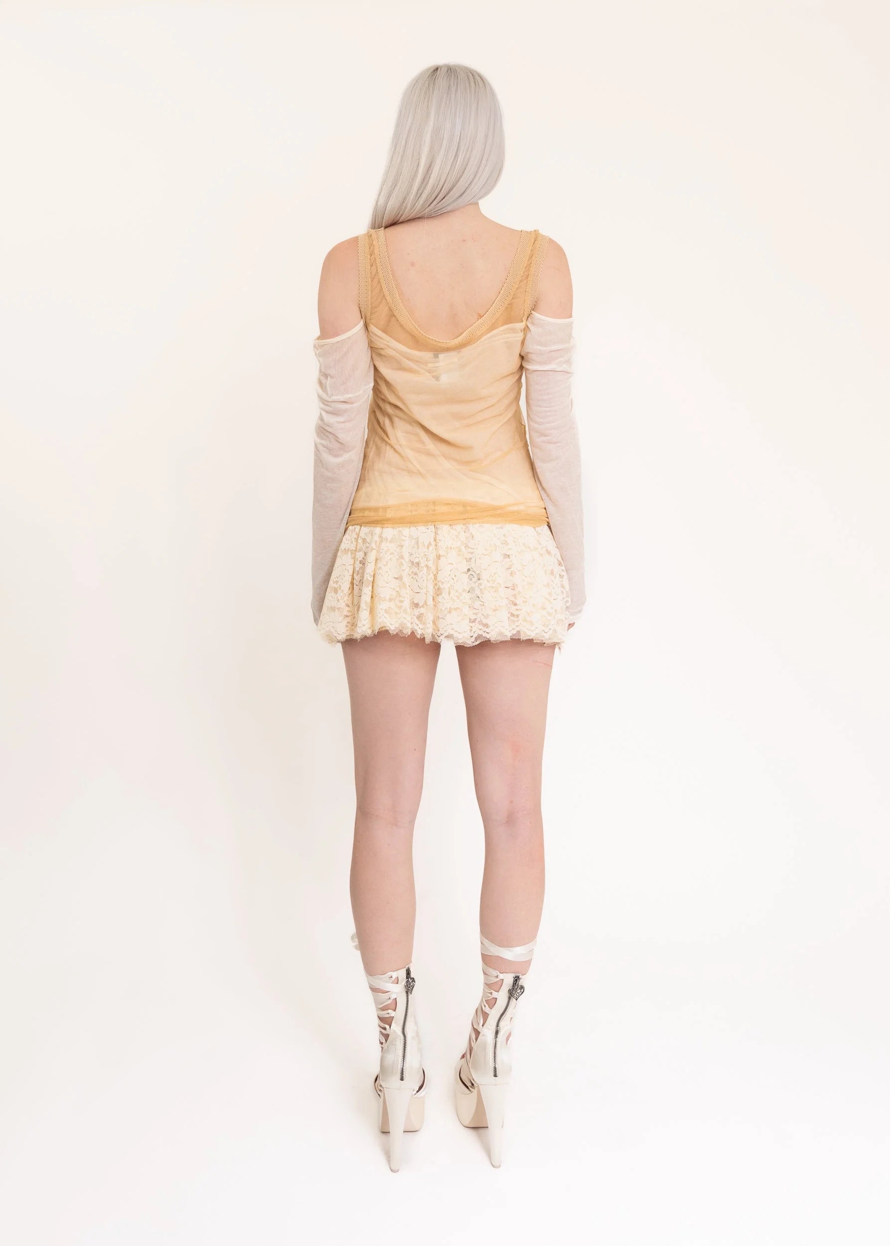 Jean Paul Gaultier Maille Femme Double layered off the shoulder top