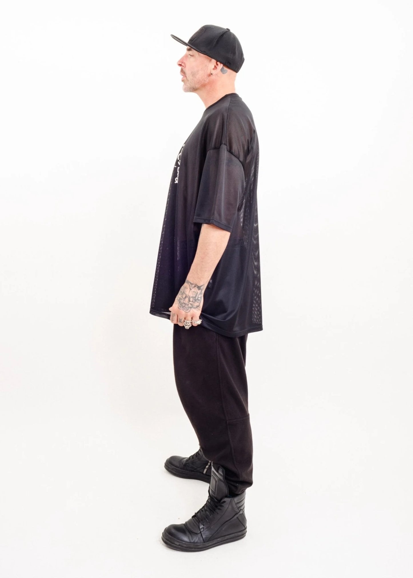 Clark Dean “Eat Shit and Die” oversized mesh t-shirt