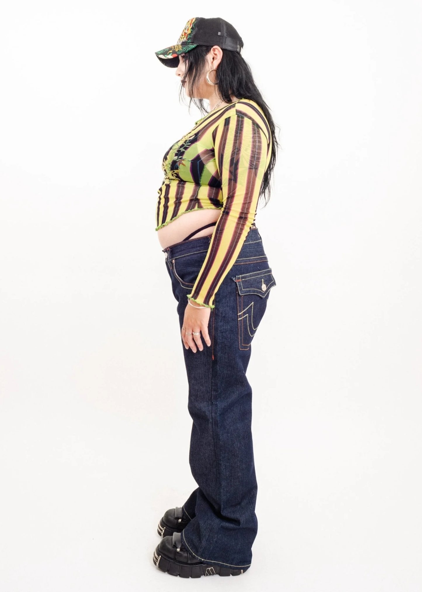 True Religion Embroidered wide leg jeans