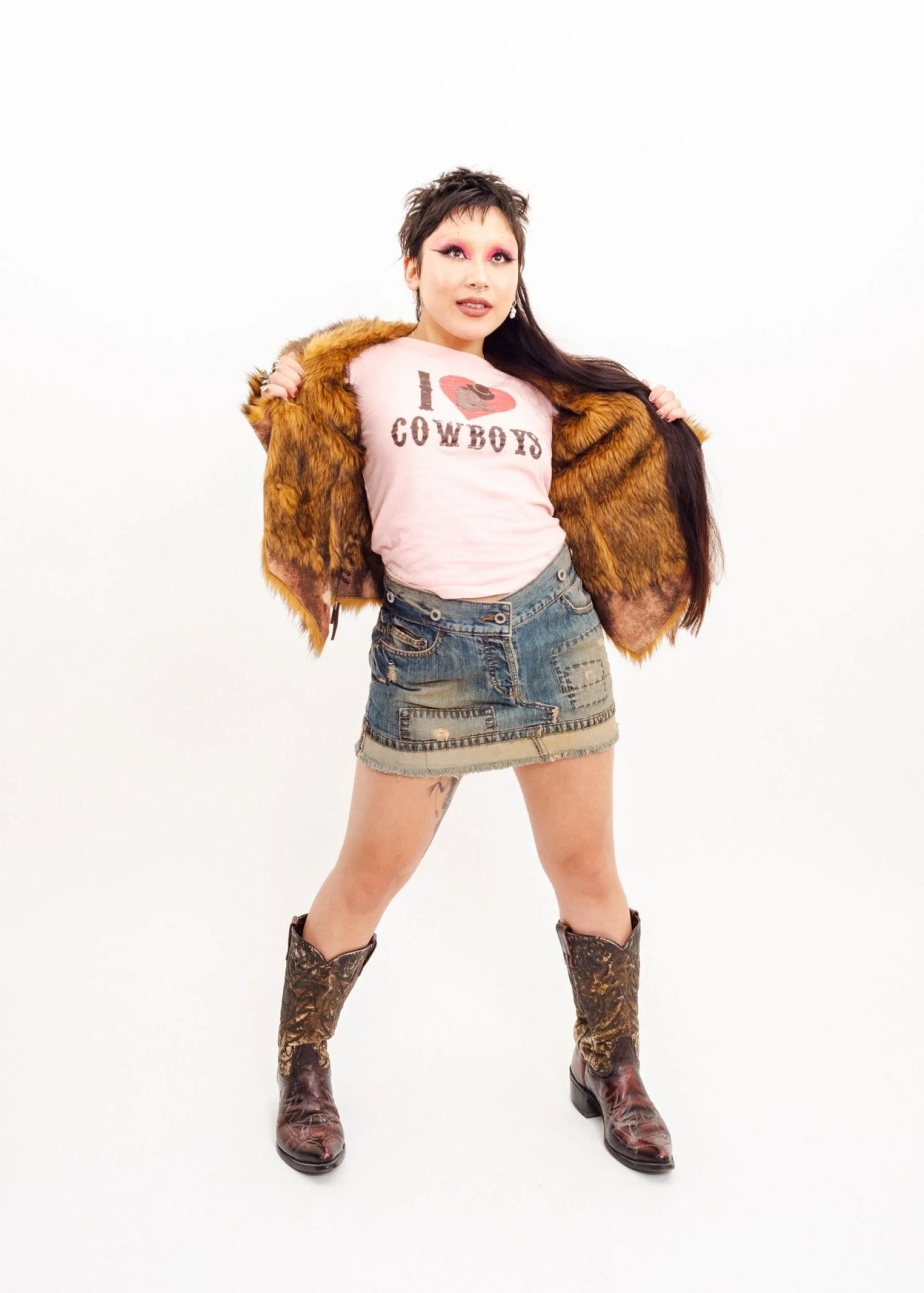 Barak Engineered denim mini skirt