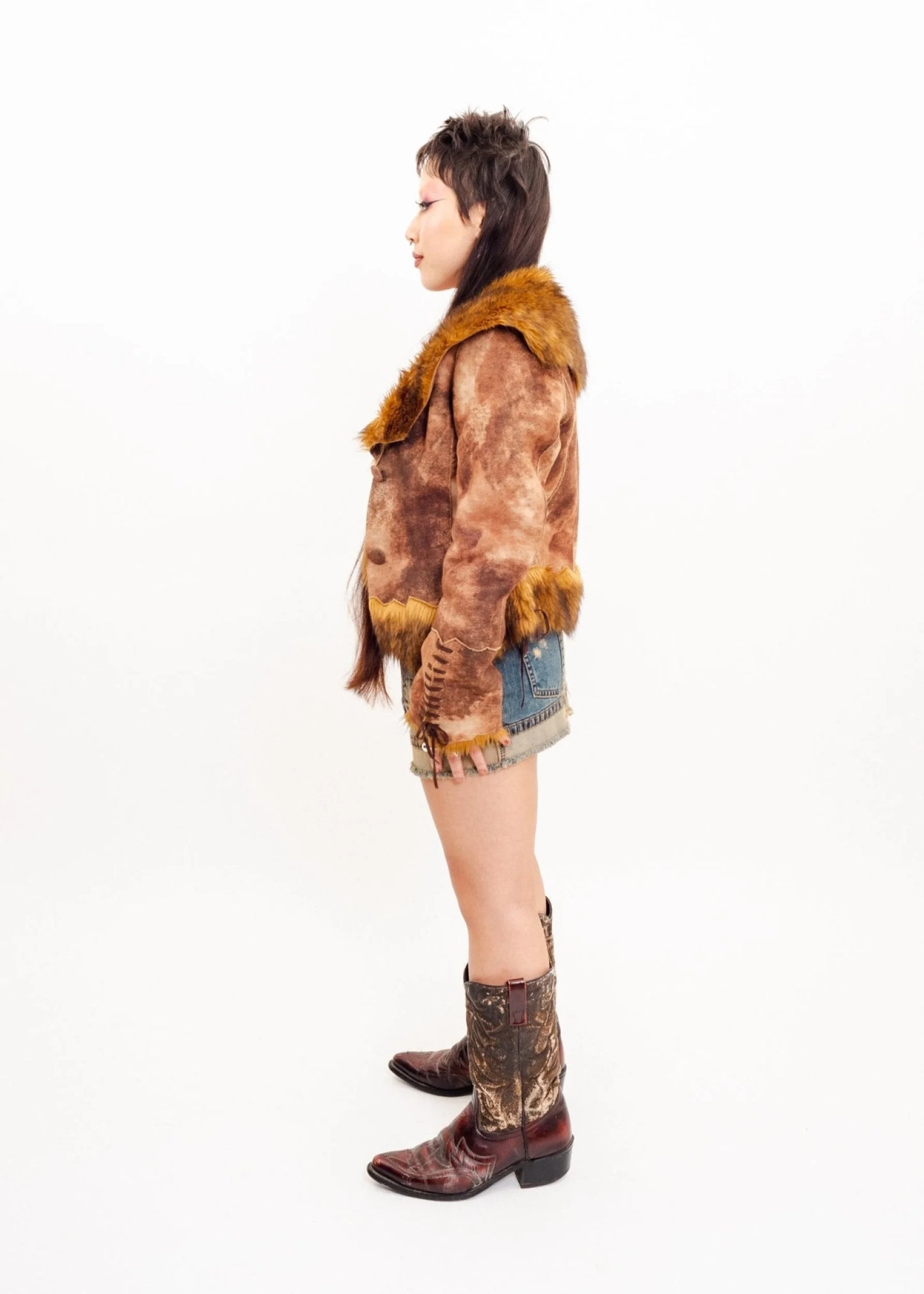 Barak Engineered denim mini skirt
