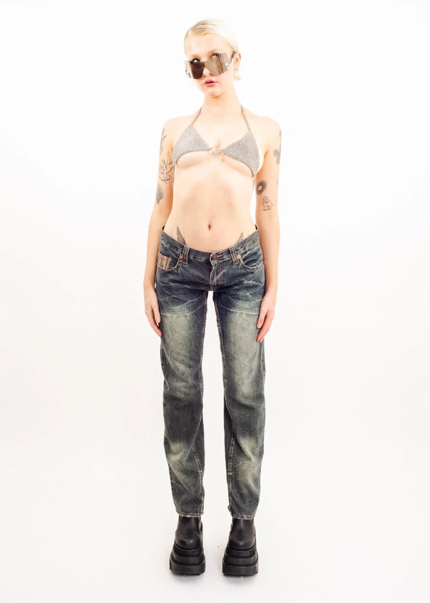 Dominate Engineered jeans with tweed inserts