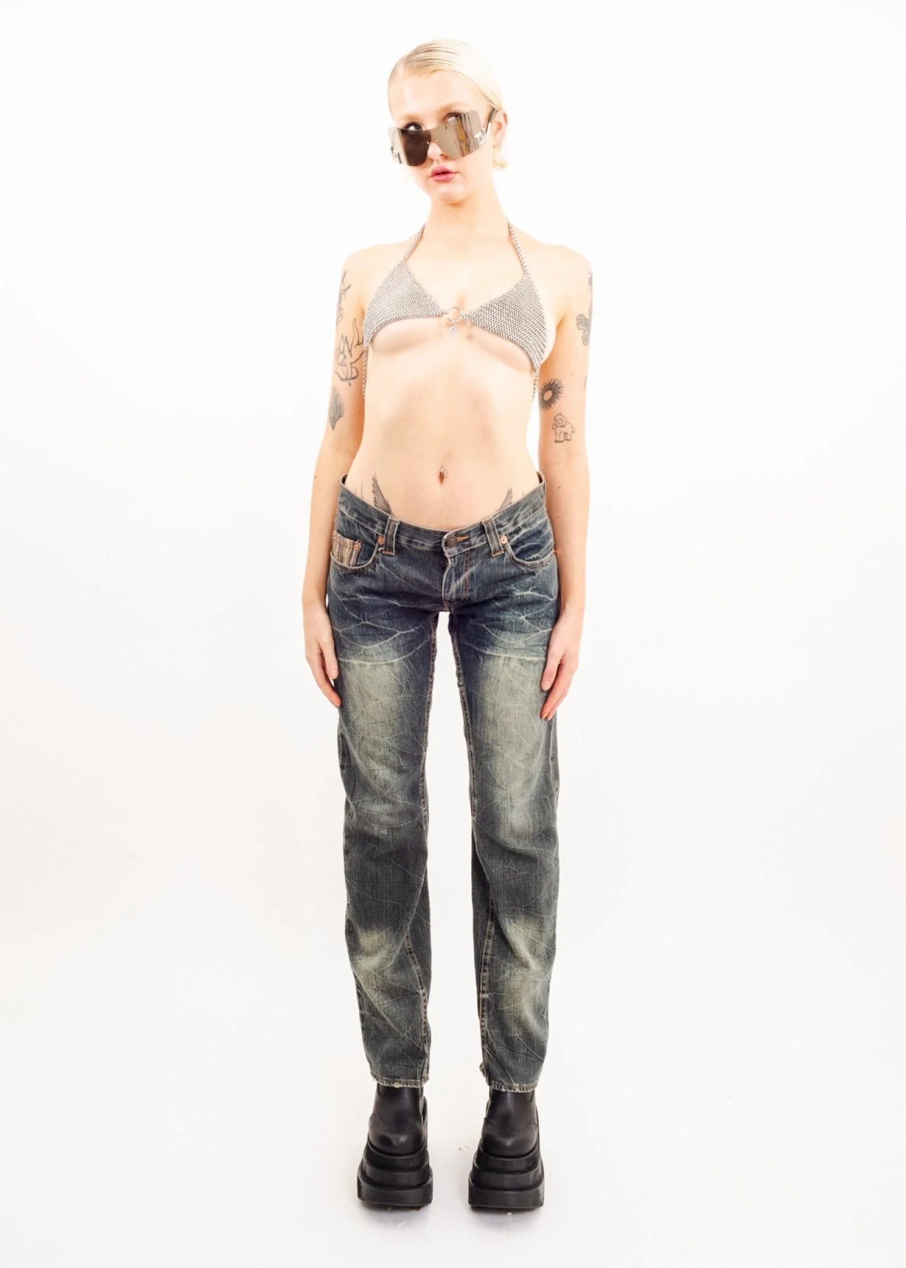 Dominate Engineered jeans with tweed inserts
