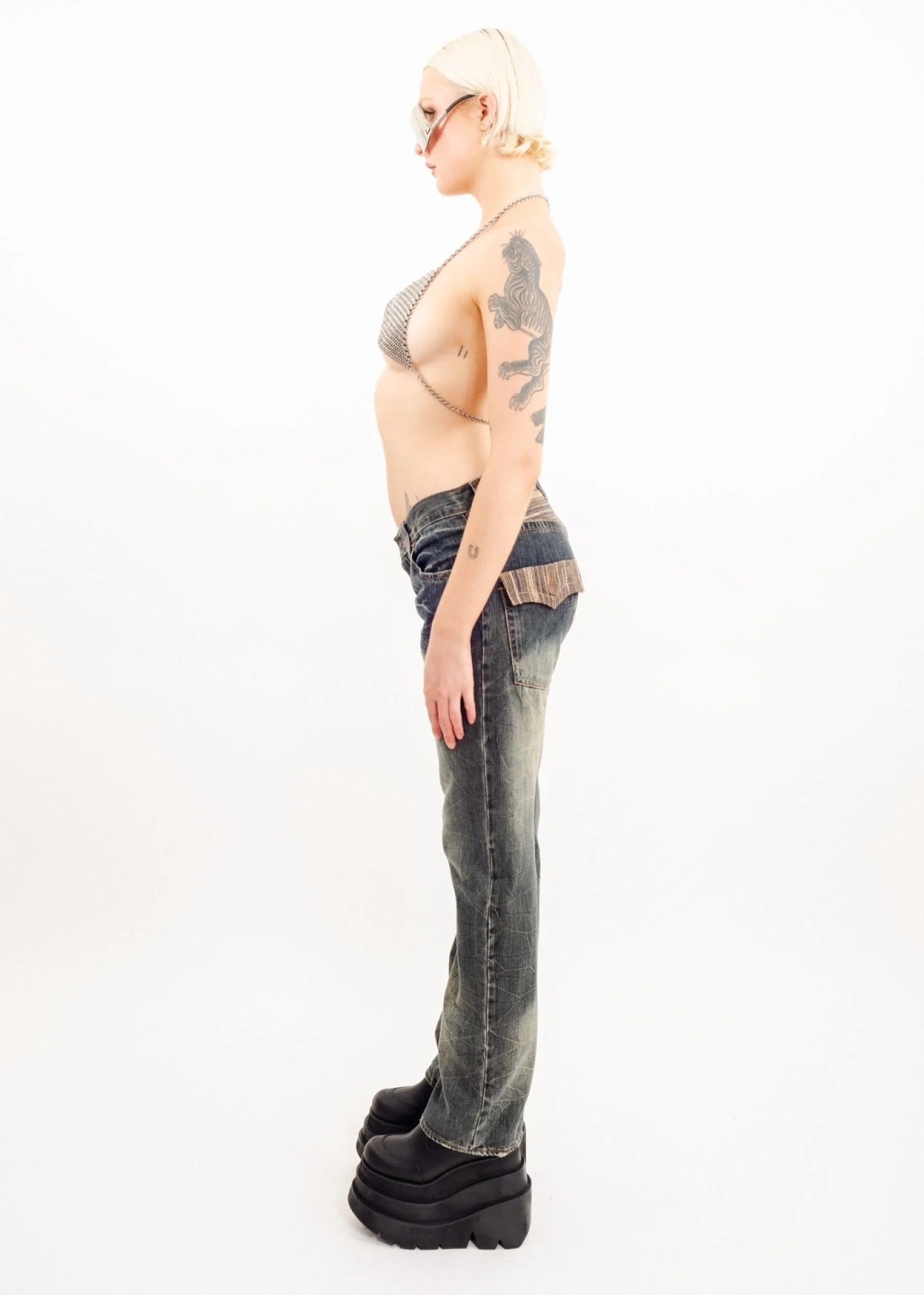 Dominate Engineered jeans with tweed inserts