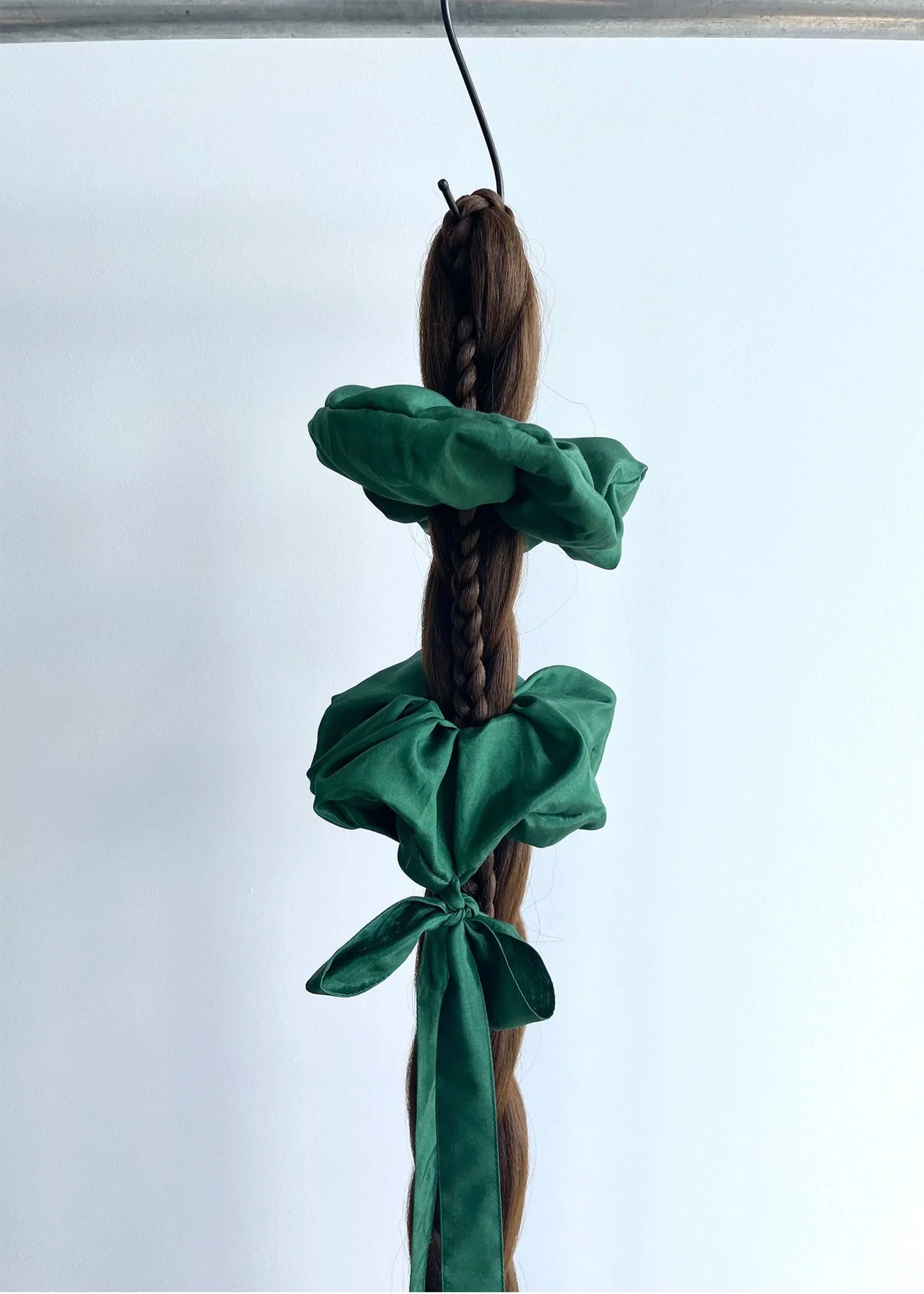 Caitlin Snell Eva silk scrunchie- forest green