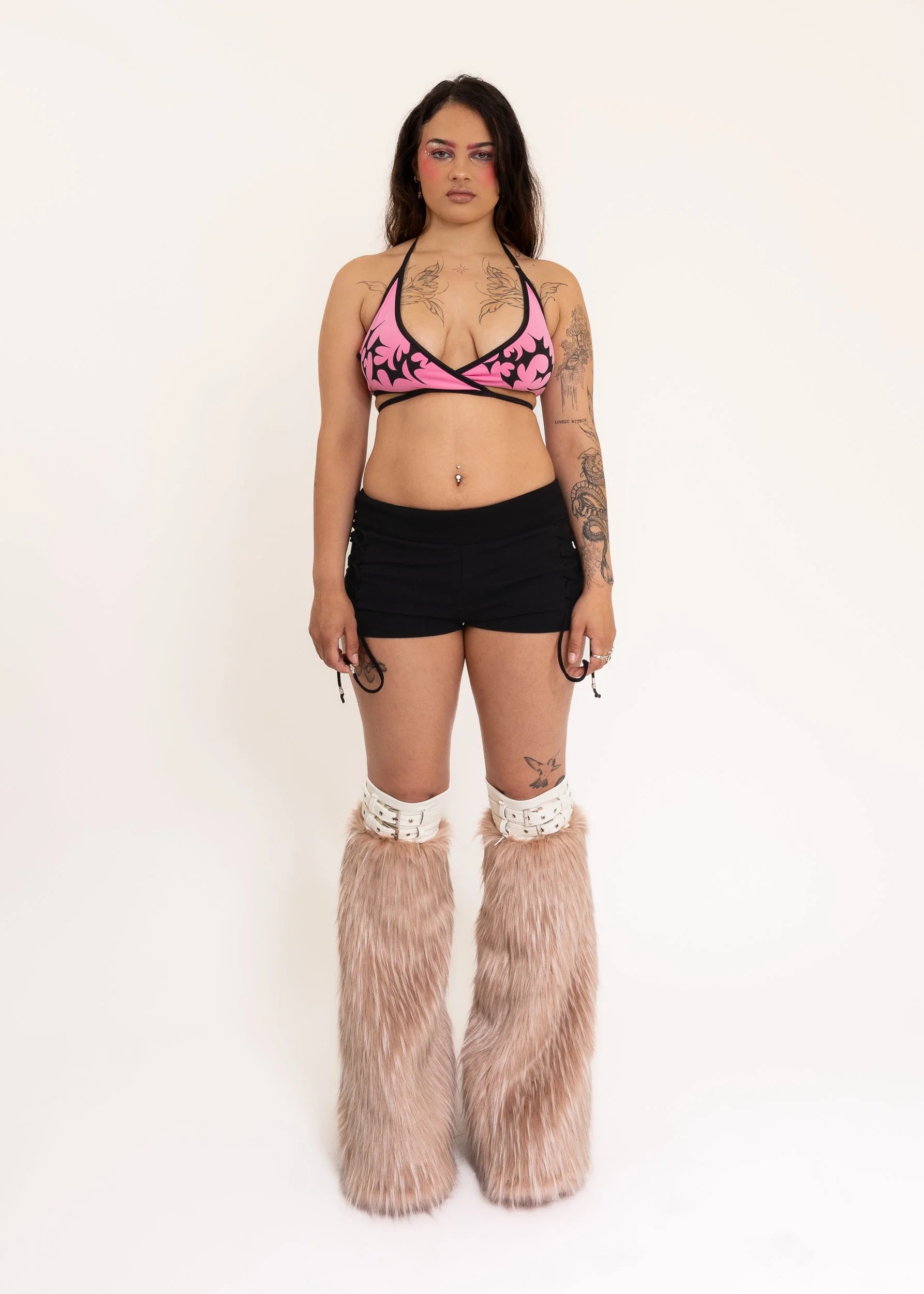 Astro Princess Evil Shadows Cross Front Bikini Top- Baby Pink