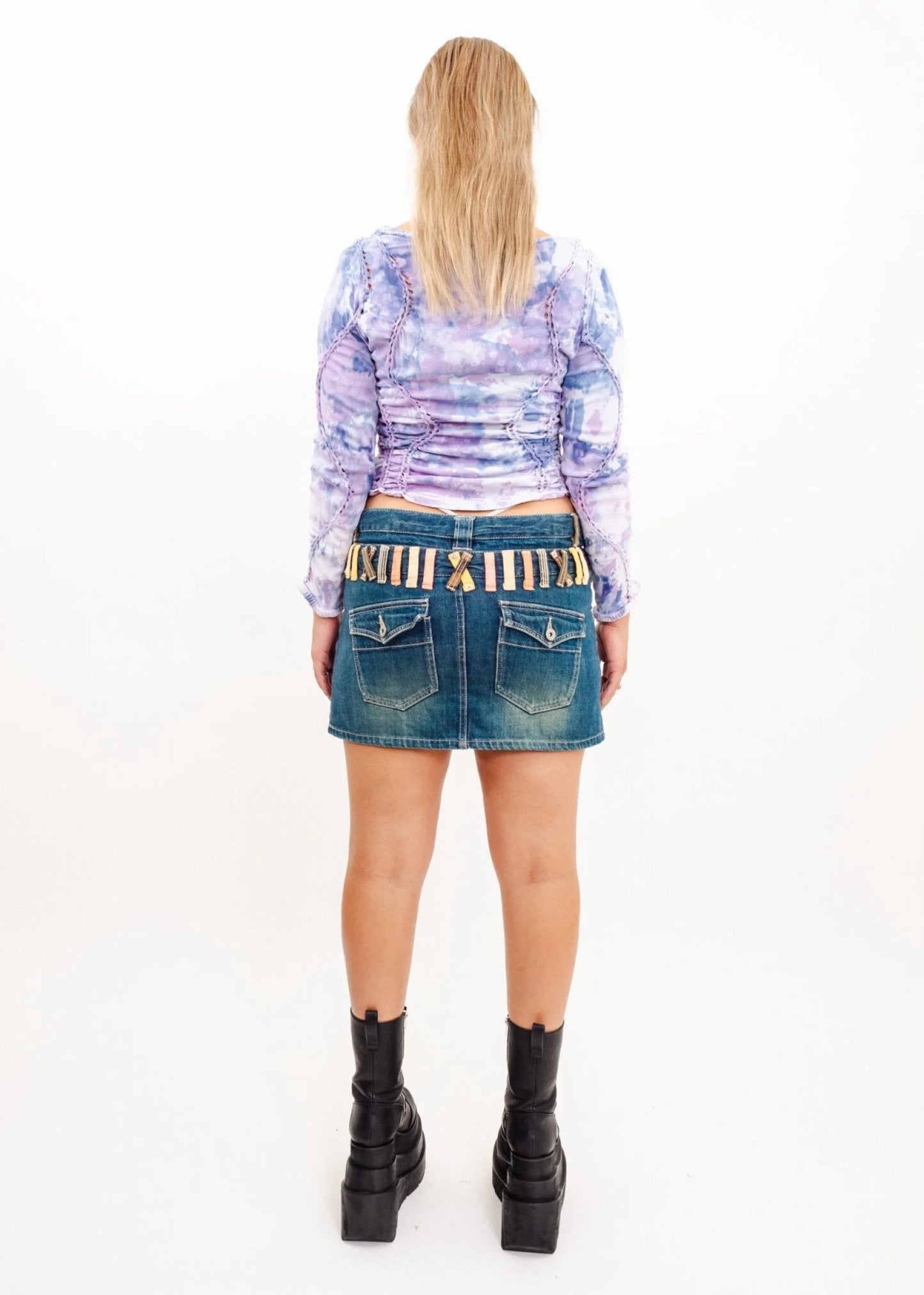 Banshee Fae braided long sleeve top- violet/ blue