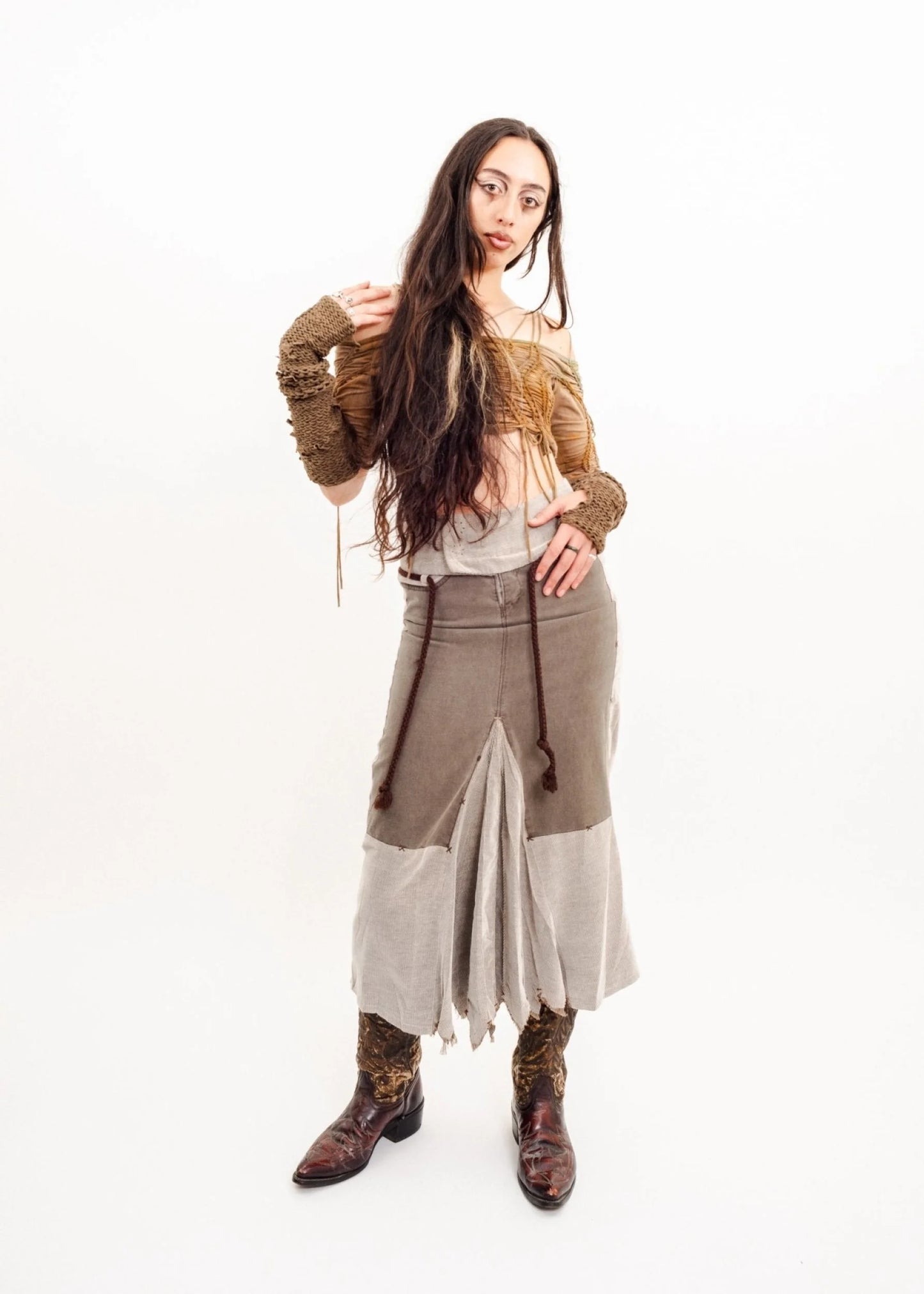 Le Jean de Marithe + François Girbaud Fairycore cord midi skirt
