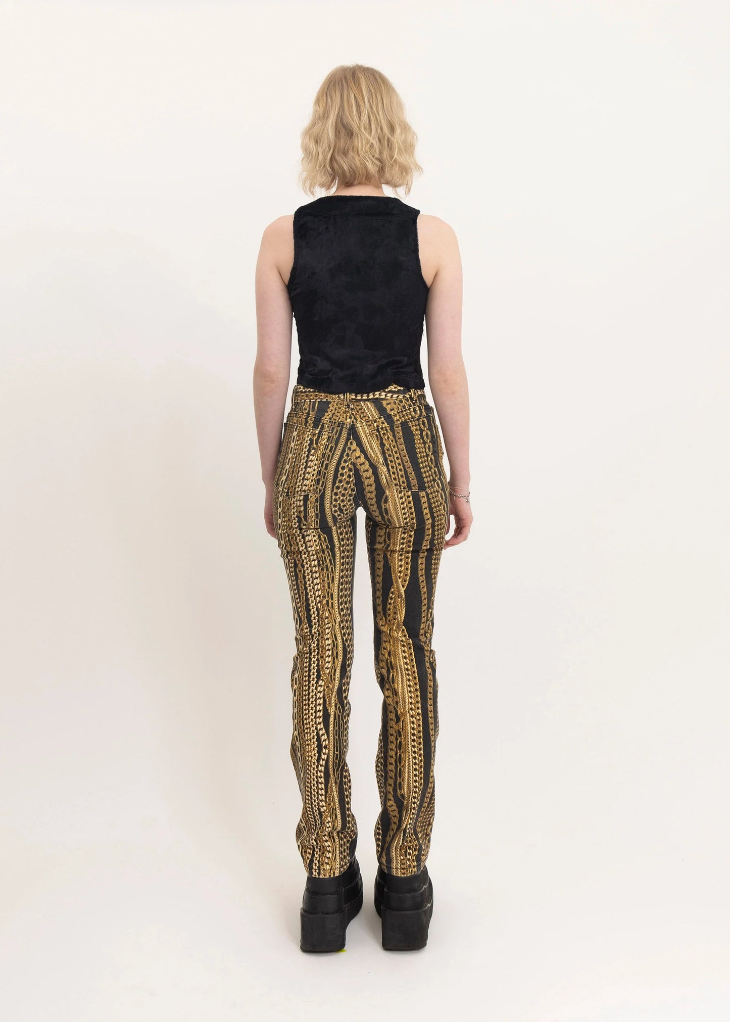 Roberto Cavalli 2000s ornate chain print jeans