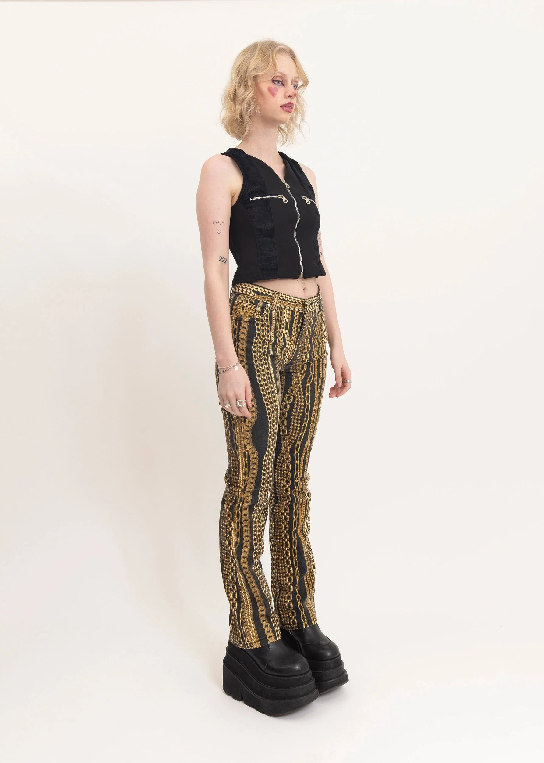 Roberto Cavalli 2000s ornate chain print jeans
