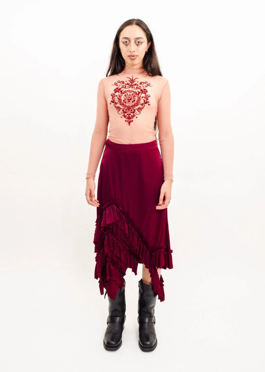 Depth of Scye Fray Skirt- Merlot