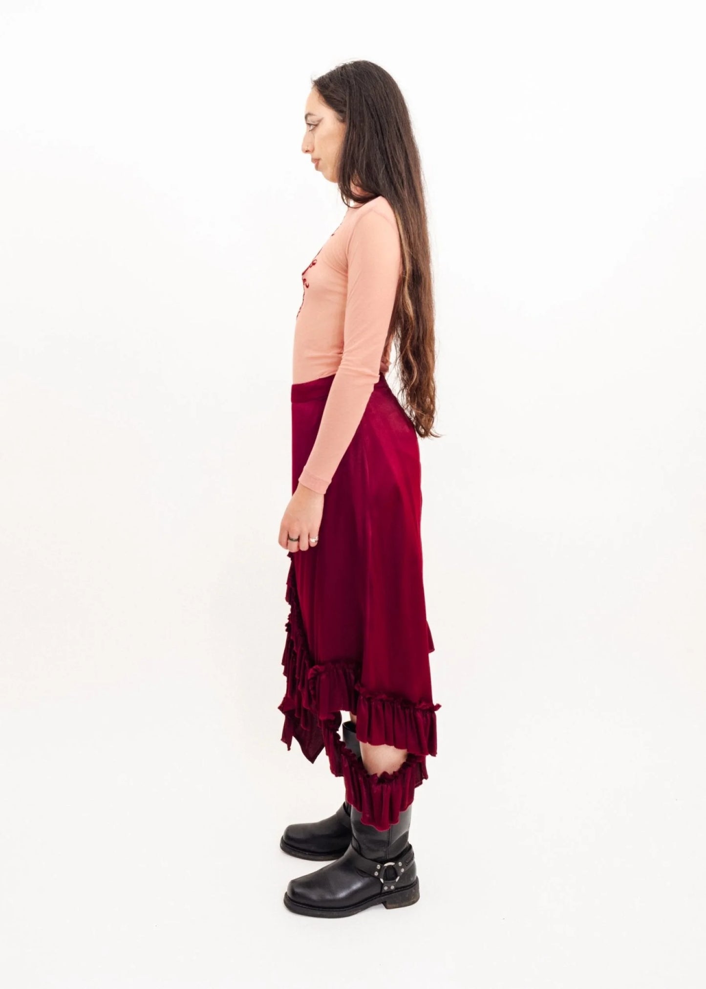 Depth of Scye Fray Skirt- Merlot