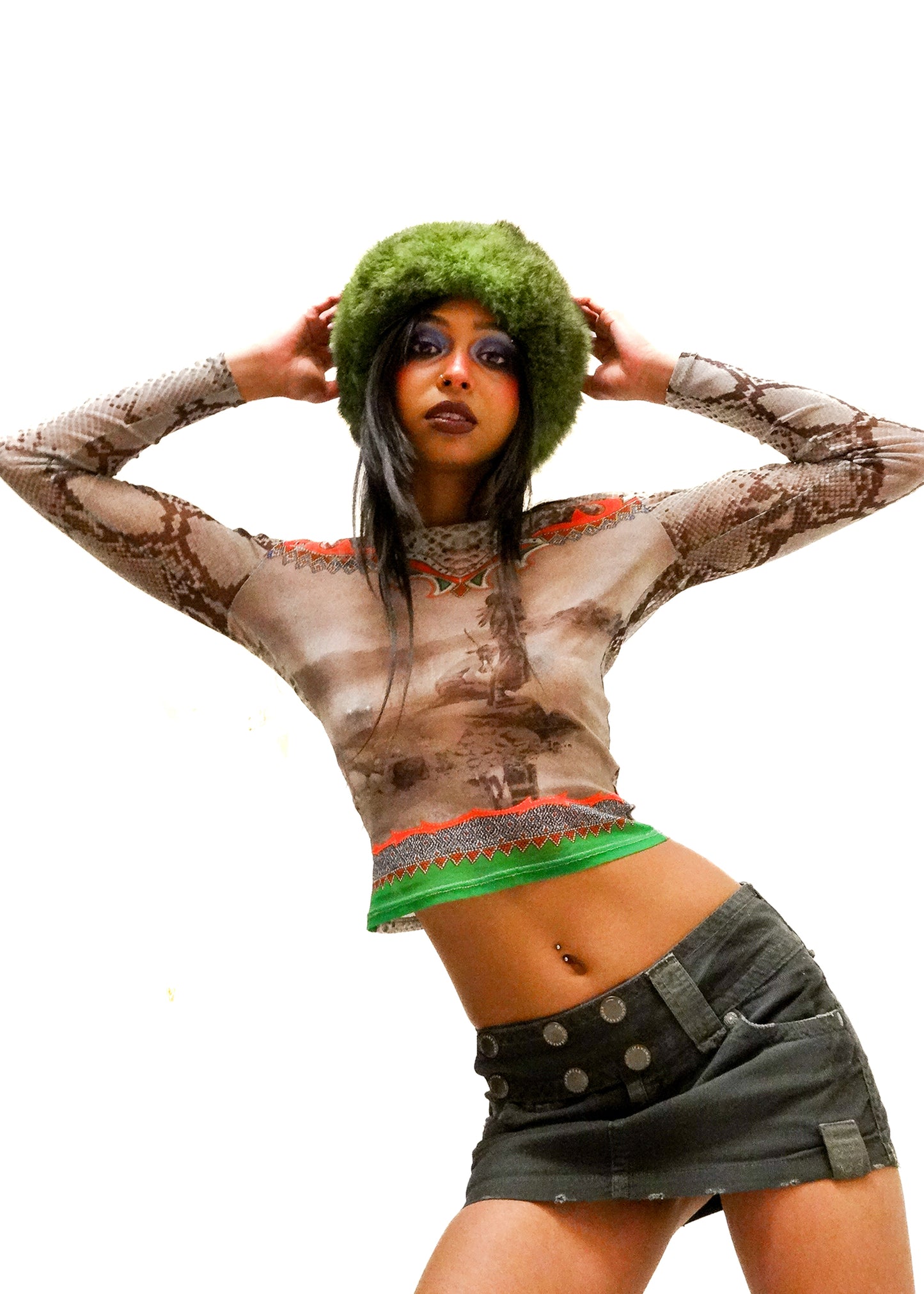 90s vintage graphic mesh top