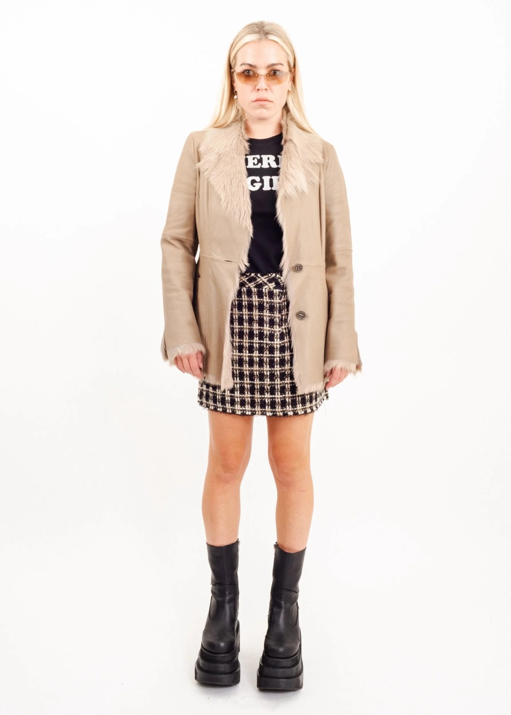 Ensuite Goat hair/ leather Penny Lane coat