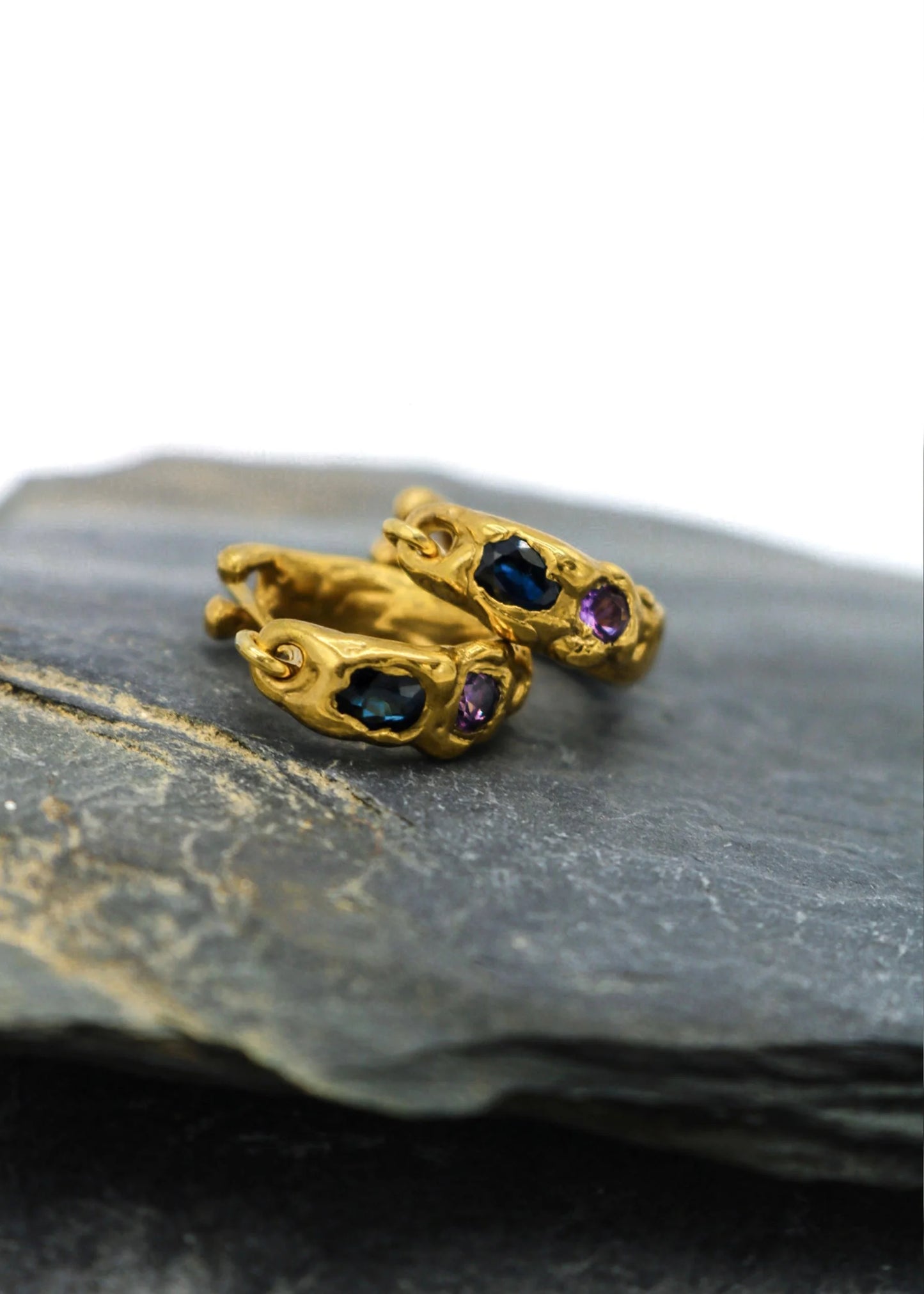 LRM Jewellery Gold vermeil gem hoop earrings