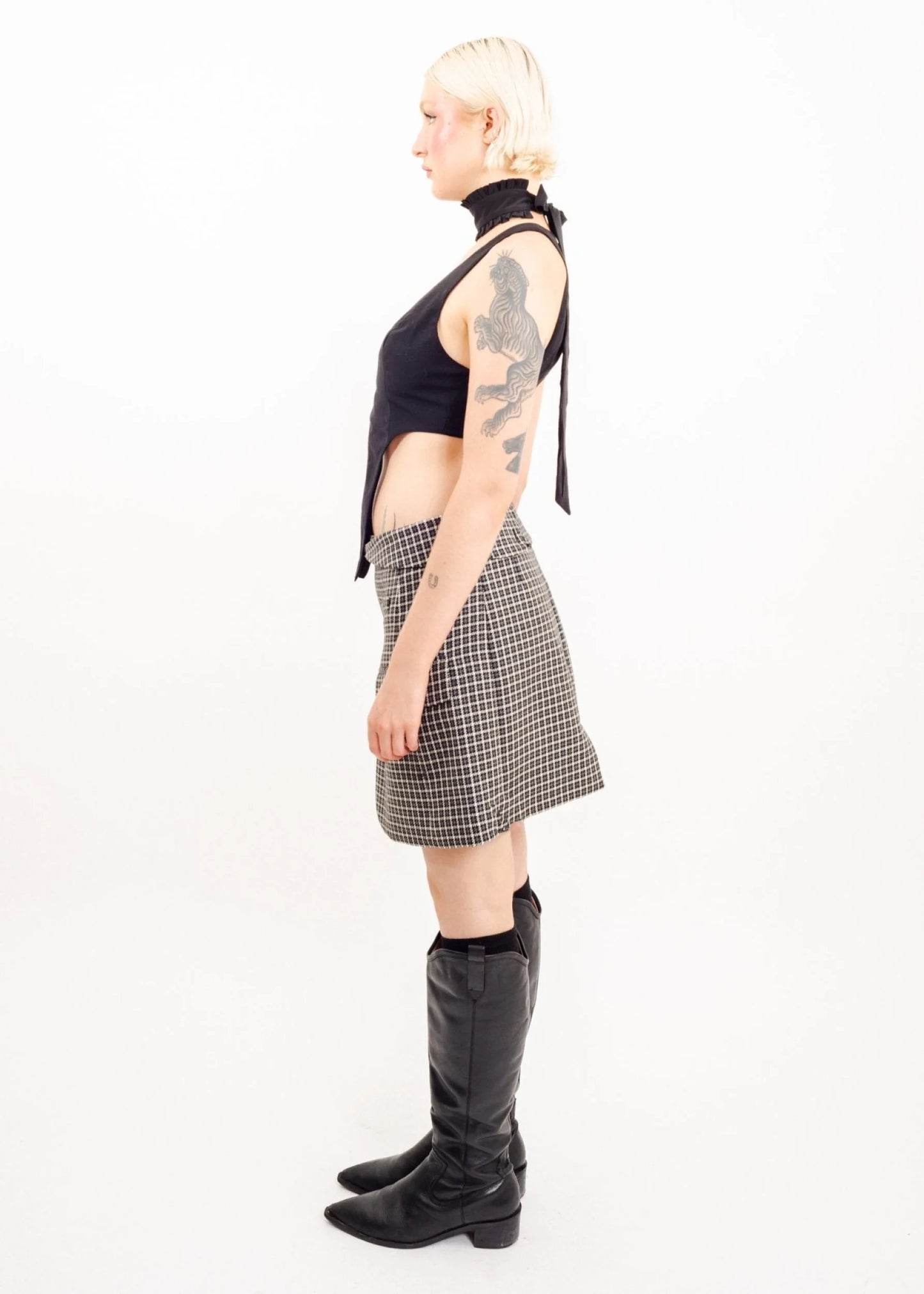 Helmut Lang Houndstooth “collared” skirt