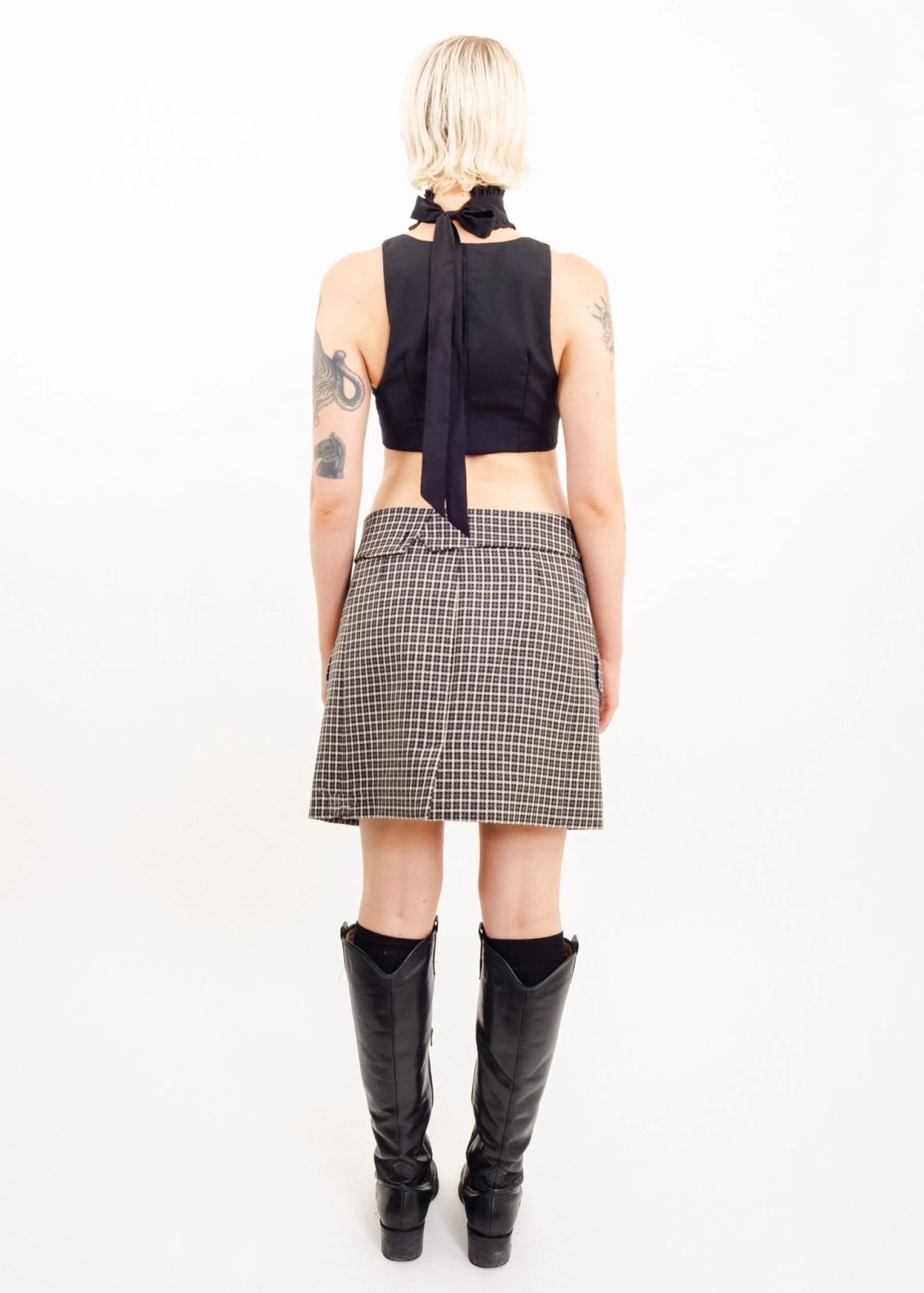 Helmut Lang Houndstooth “collared” skirt