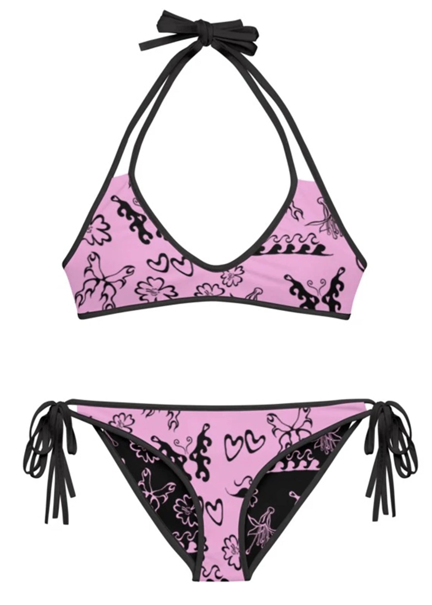 Sleeping Profit Kikini reversible bikini bottoms- Bubblegum pink/ black