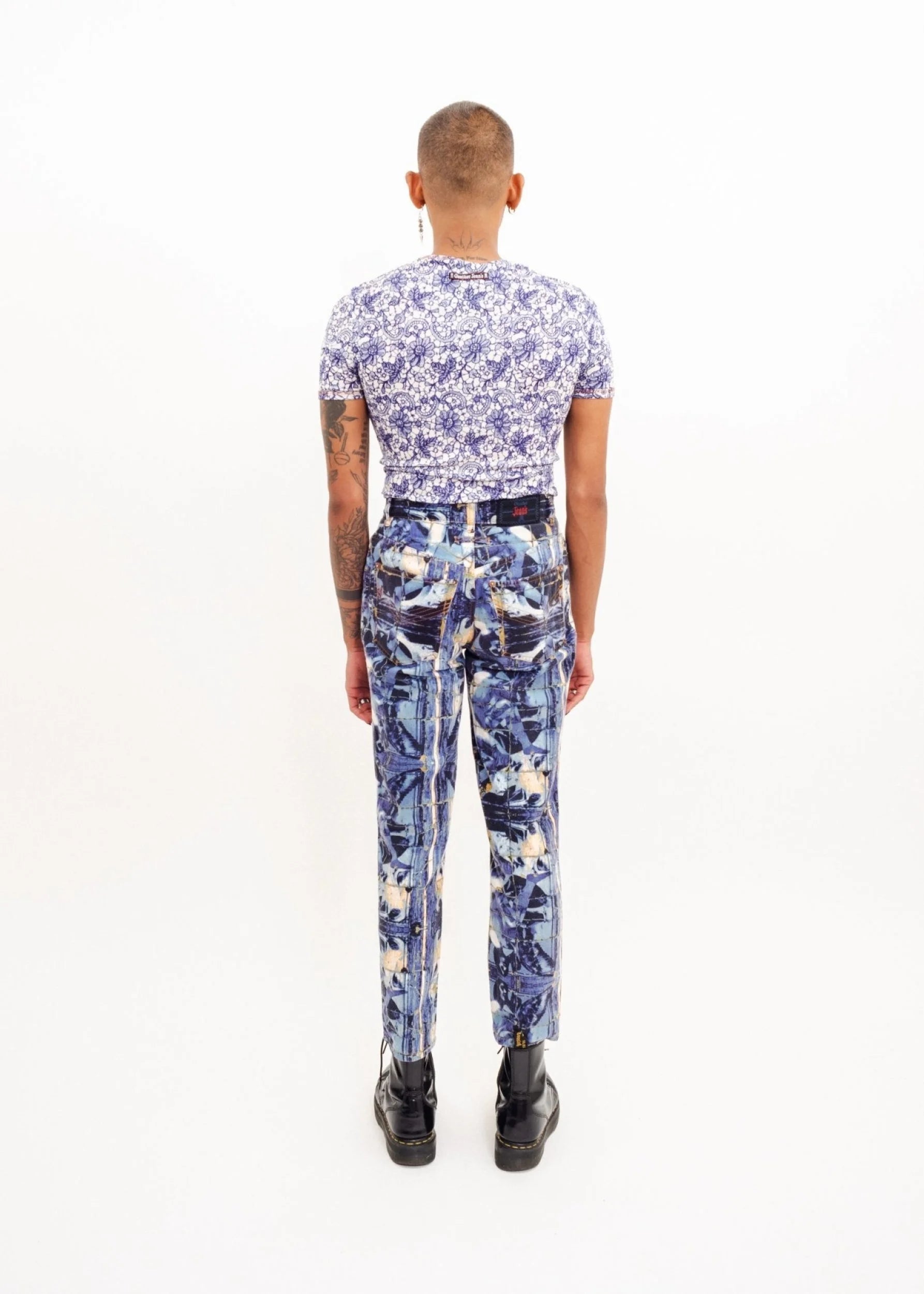Gaultier Jean’s Lace print opaque mesh t-shirt