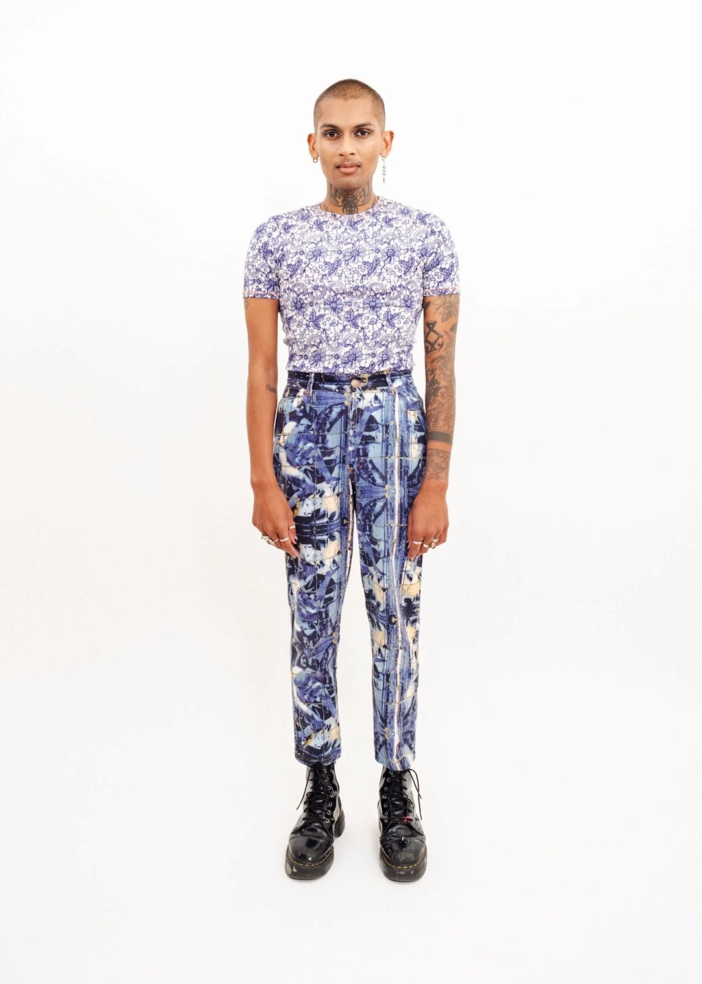 Gaultier Jean’s Lace print opaque mesh t-shirt