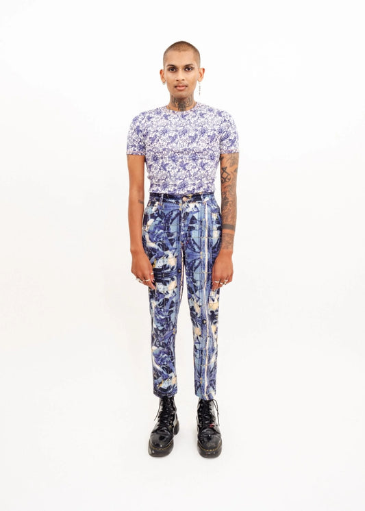 Gaultier Jean’s Lace print opaque mesh t-shirt